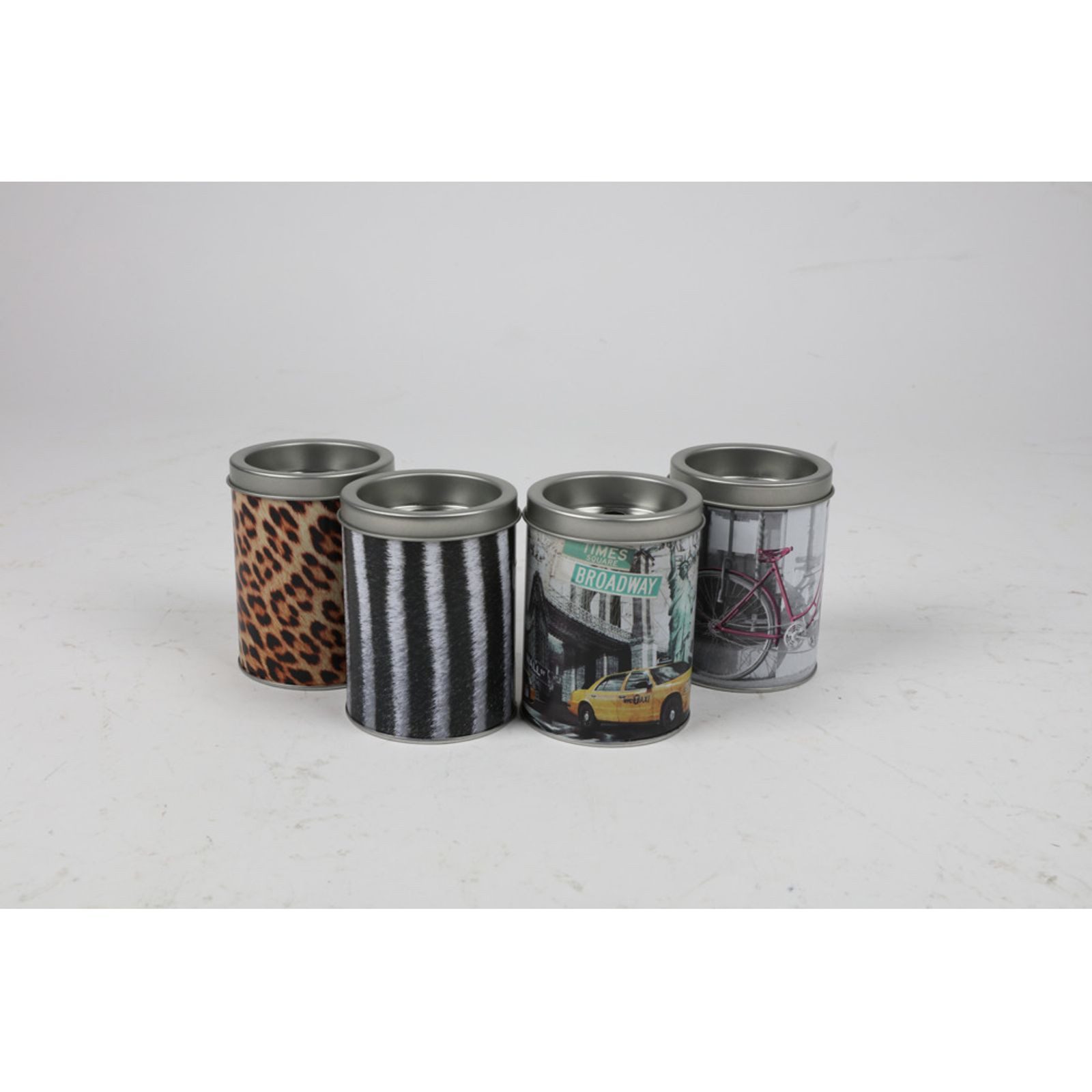 BURI Mülleimer Metall Aschenbecher Ø 7,6×10,2 cm – sortierte Designs