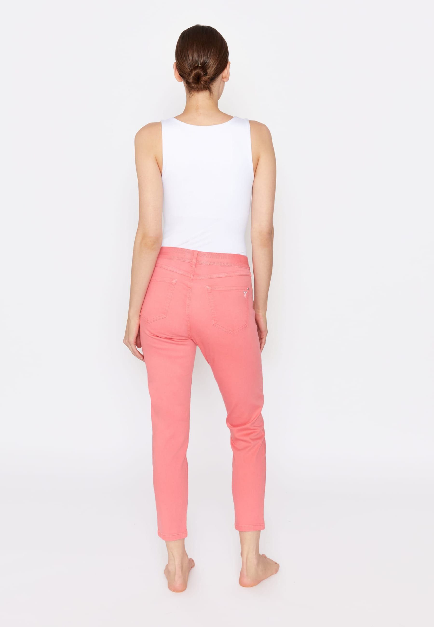 ANGELS Slim-fit-Jeans mit Jeans Crop OSFA mit pink Denim Coloured Label-Applikationen