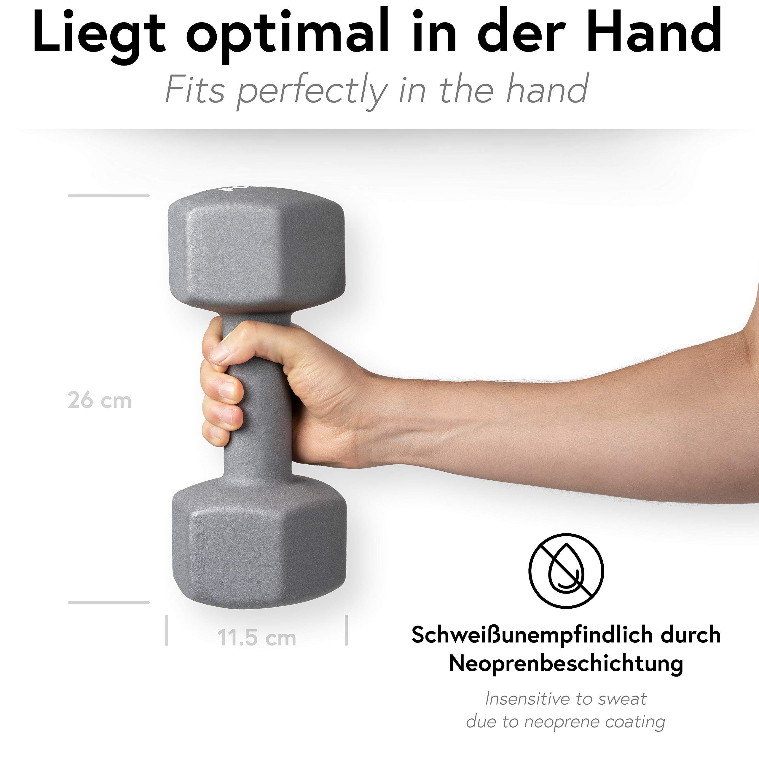 X kg 9 Neopren Dunkelgrau Hanteln (Paar) x Kurzhantel 2 kg, (2 0,5-10 Kg) 9 Sechskant POWRX