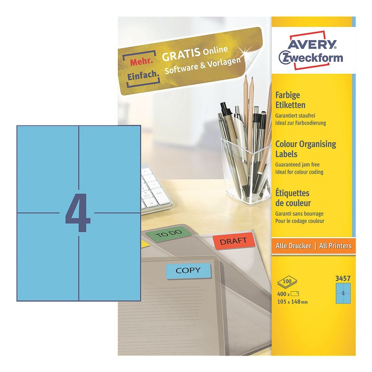 Avery zweckform 400er pack farbige etiketten otto