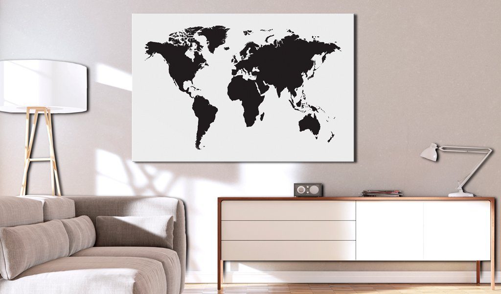 World Map: [Cork Map] Artgeist & Pinnwand White Black Elegance