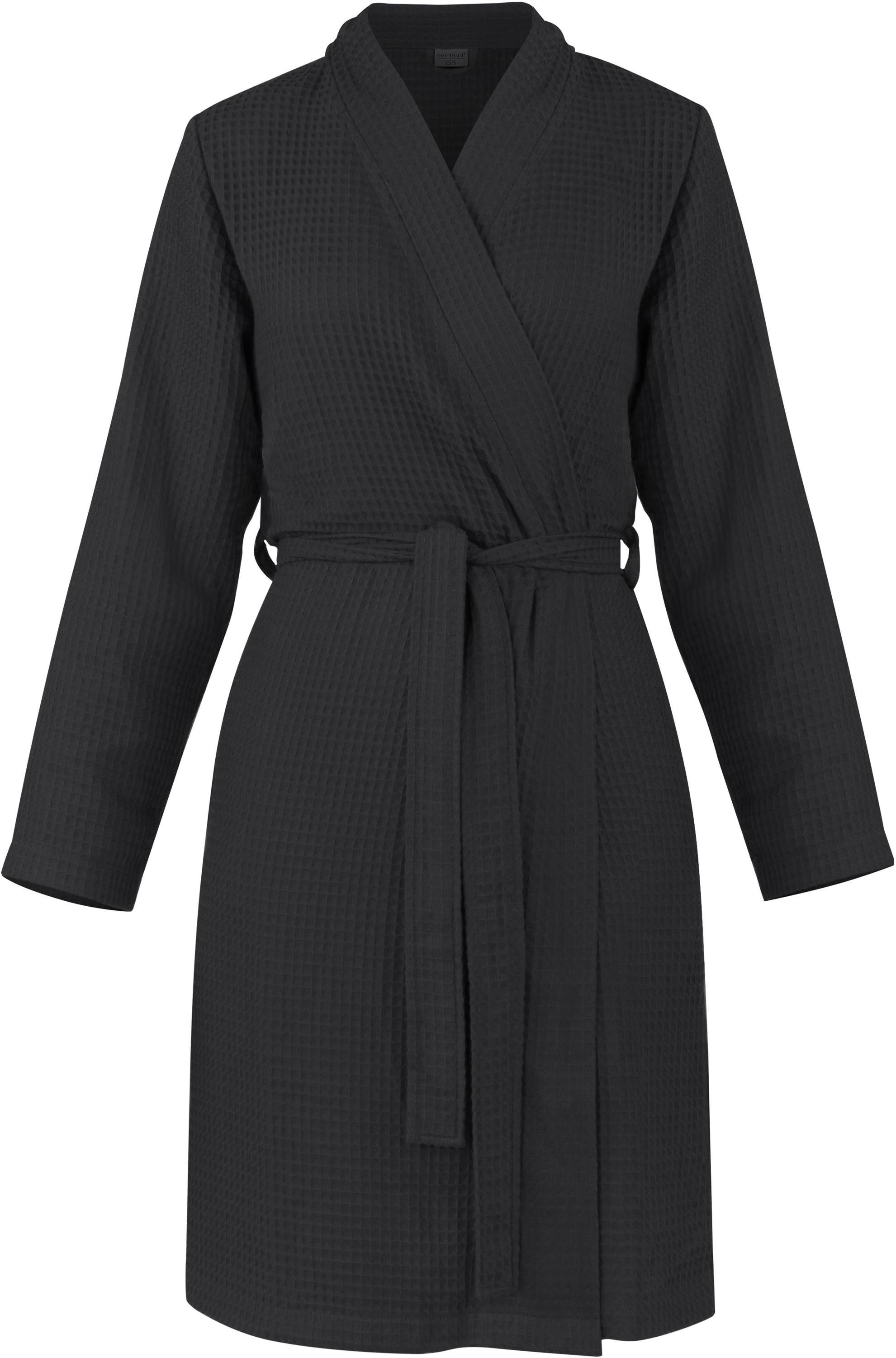 normani Bademantel Damen Morgenmantel aus Waffelpique Manisa, Viskose, Mit Gürtel, Bindegürtel, Langer leichter Morgenmantel aus Bambusviskose