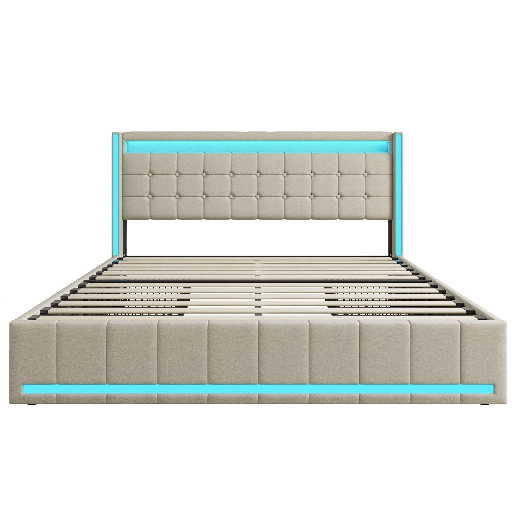 PXloue Polsterbett LED Doppelbett 140x200 cm (Inklusive USB-Typ-C-Ladeansch günstig online kaufen