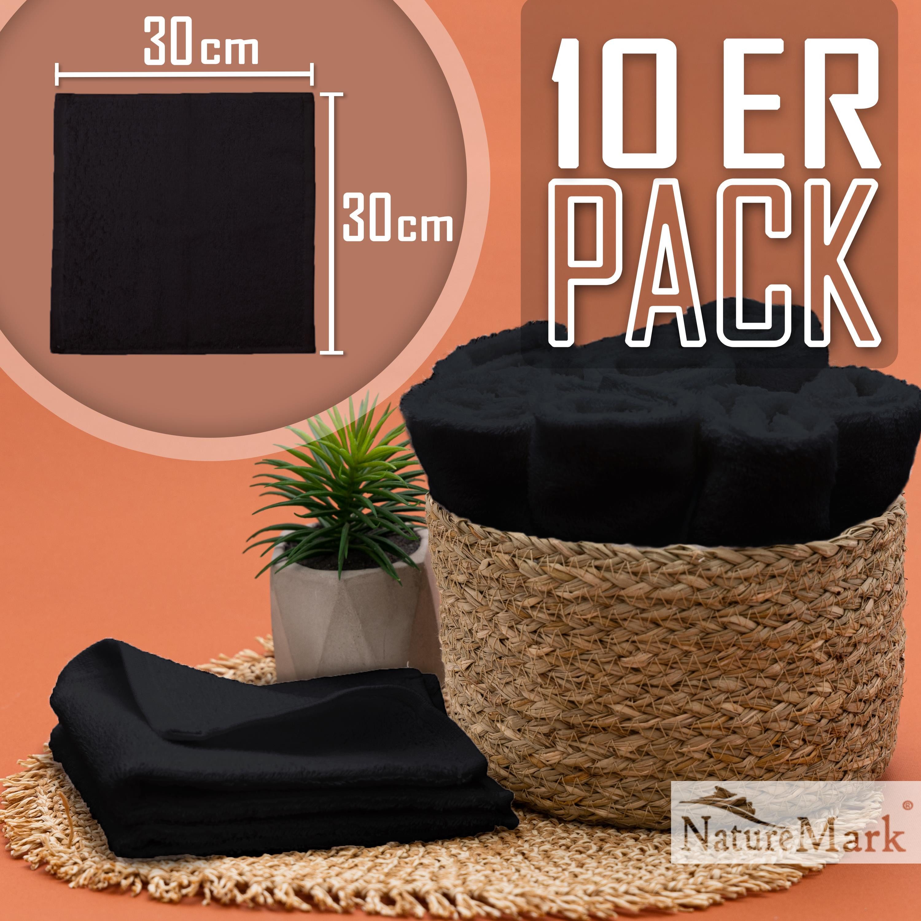 NatureMark Seiftuch 10er-Set Seiftücher 30x30cm 100% Baumwolle, (10-St), Frottier Waschlappen Seiflappen 30 x 30 cm, Schwarz – Bild 2 von 5