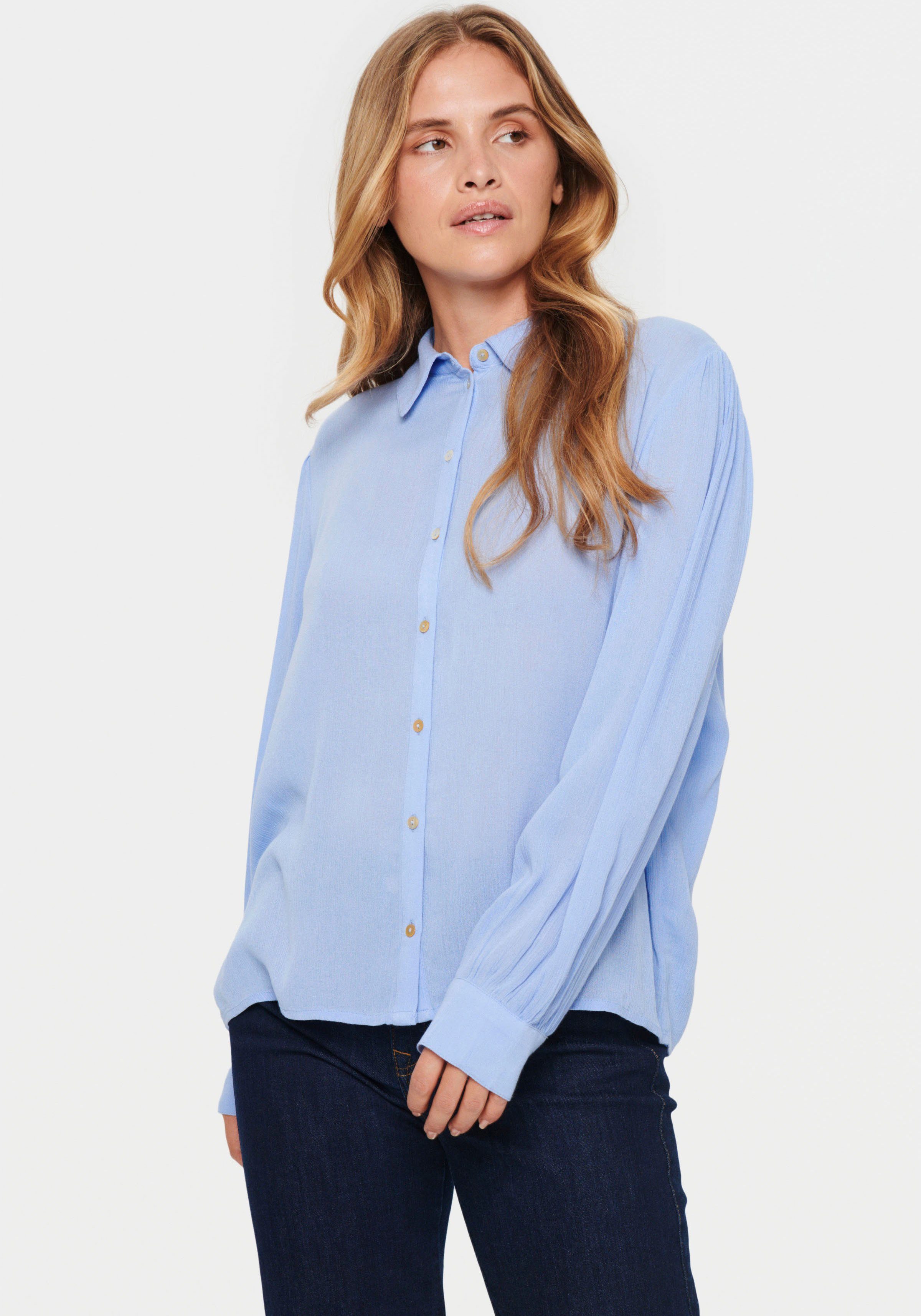 Saint Tropez Hemdbluse AlbaSZ Shirt, Aus weich fließender und hochwertiger  Viskosequalität