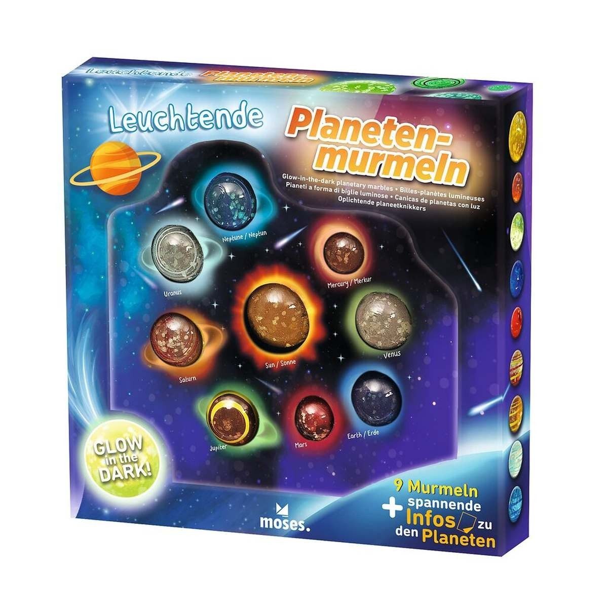 Moses. Verlag Spiel Leuchtende Planeten-Murmeln – Glasmurmeln mit Planetendesign
