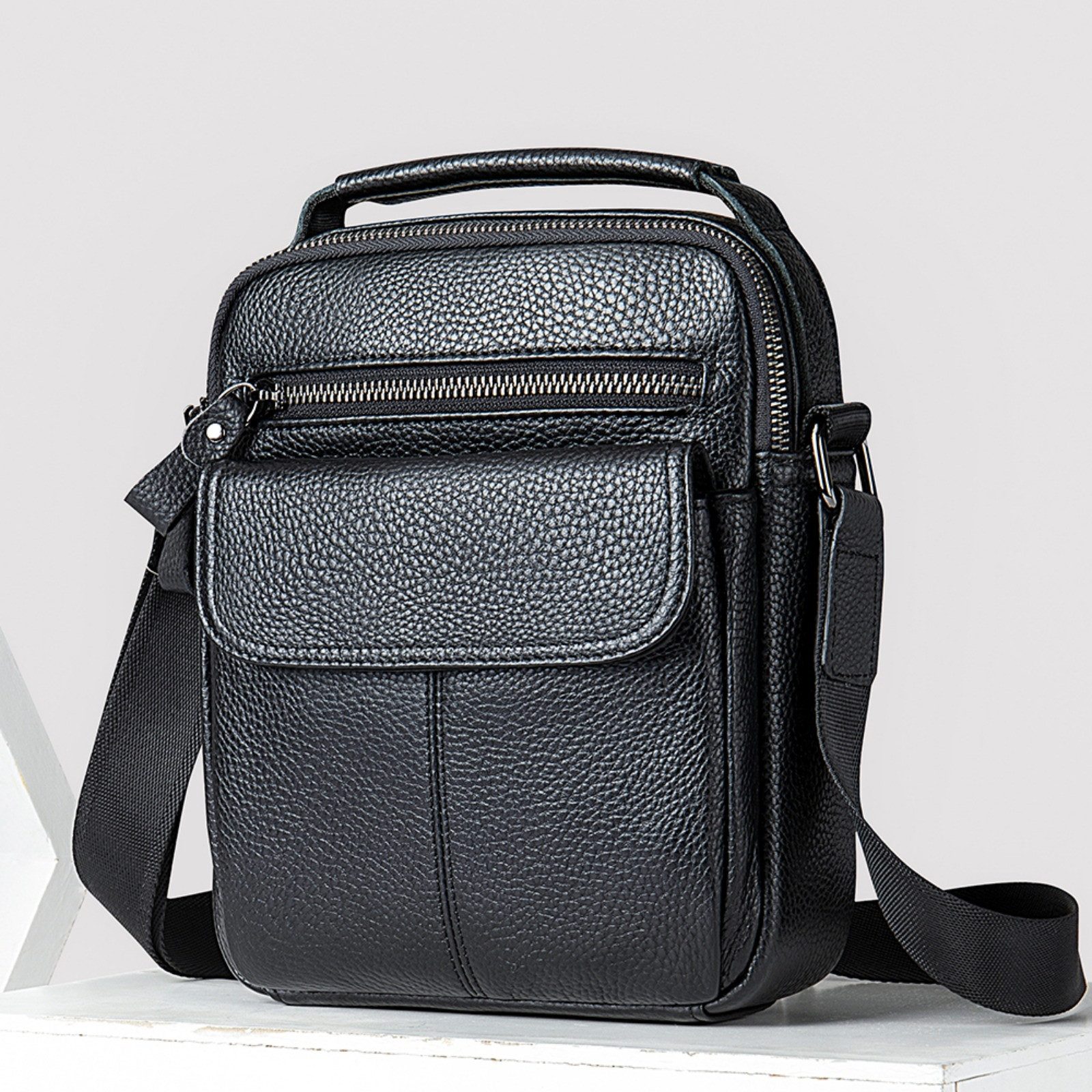 Umhängetasche Herren Leder Umhängetasche Crossbody Schultertasche Gurt Tasche
