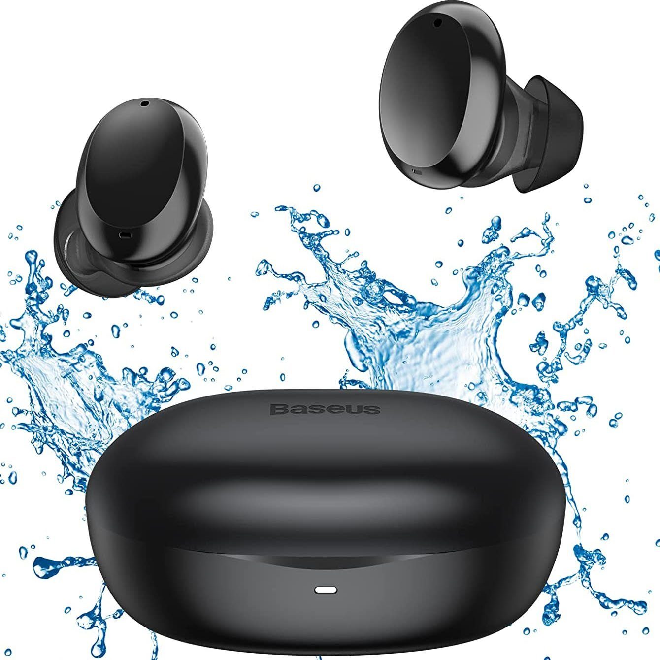 Baseus Encok W11 TWS Wasserdicht IPX8 Schwarz Bluetooth-Kopfhörer (Bluetooth, touch control, Bluetooth 5.0, Wasserfestigkeit IPX4-Klasse, USB Typ C, Reichweite : 10 m, Kompatibilität : alle Geräte mit Bluetooth-Funktion)