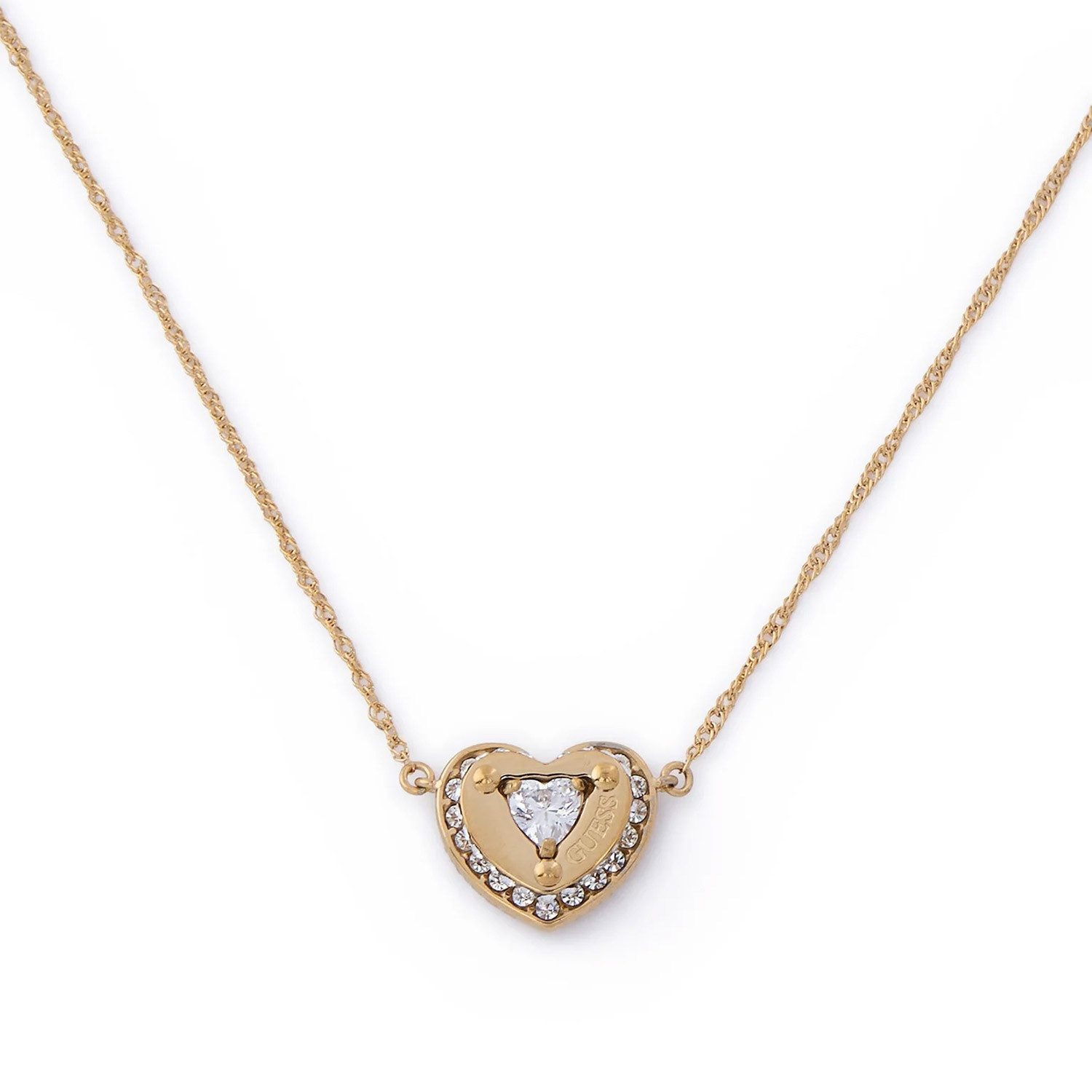Guess Herzkette JUBN05549JWYGT/U, für Damen-Kette Herz Goldfarben