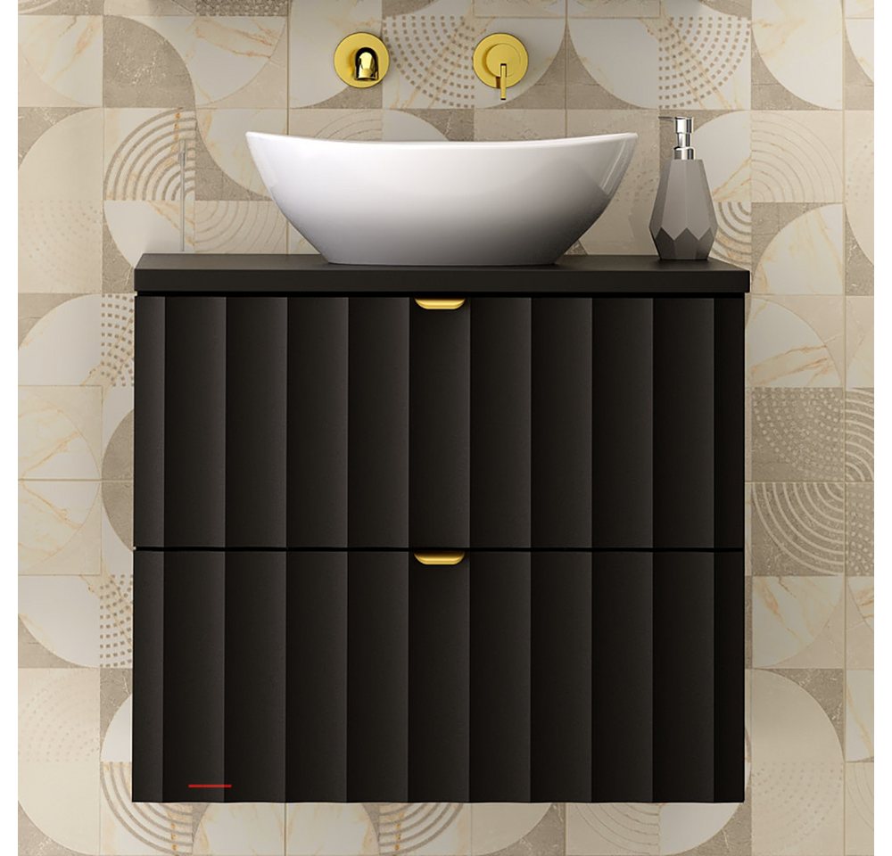 Thumbnail - Lomadox Waschtisch AVOLA-140, Waschtischunterschrank Badezimmerschrank 60 cm breit modern schwarz