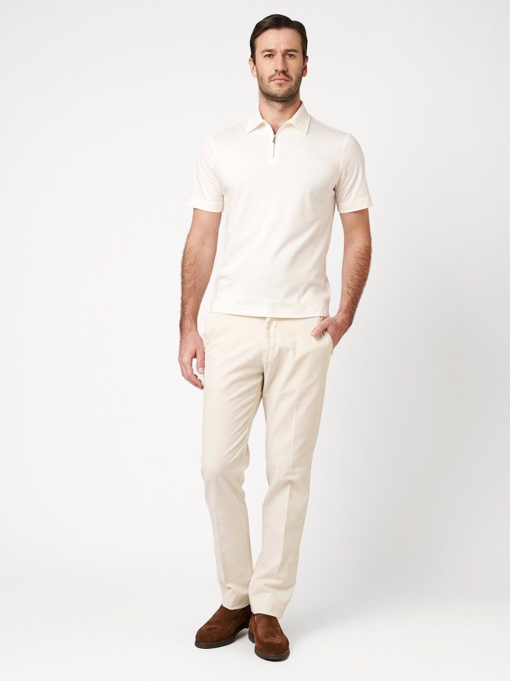 DESOTO Poloshirt Luxury Two Ply Polo Zip aus feinster Two Ply Qualität