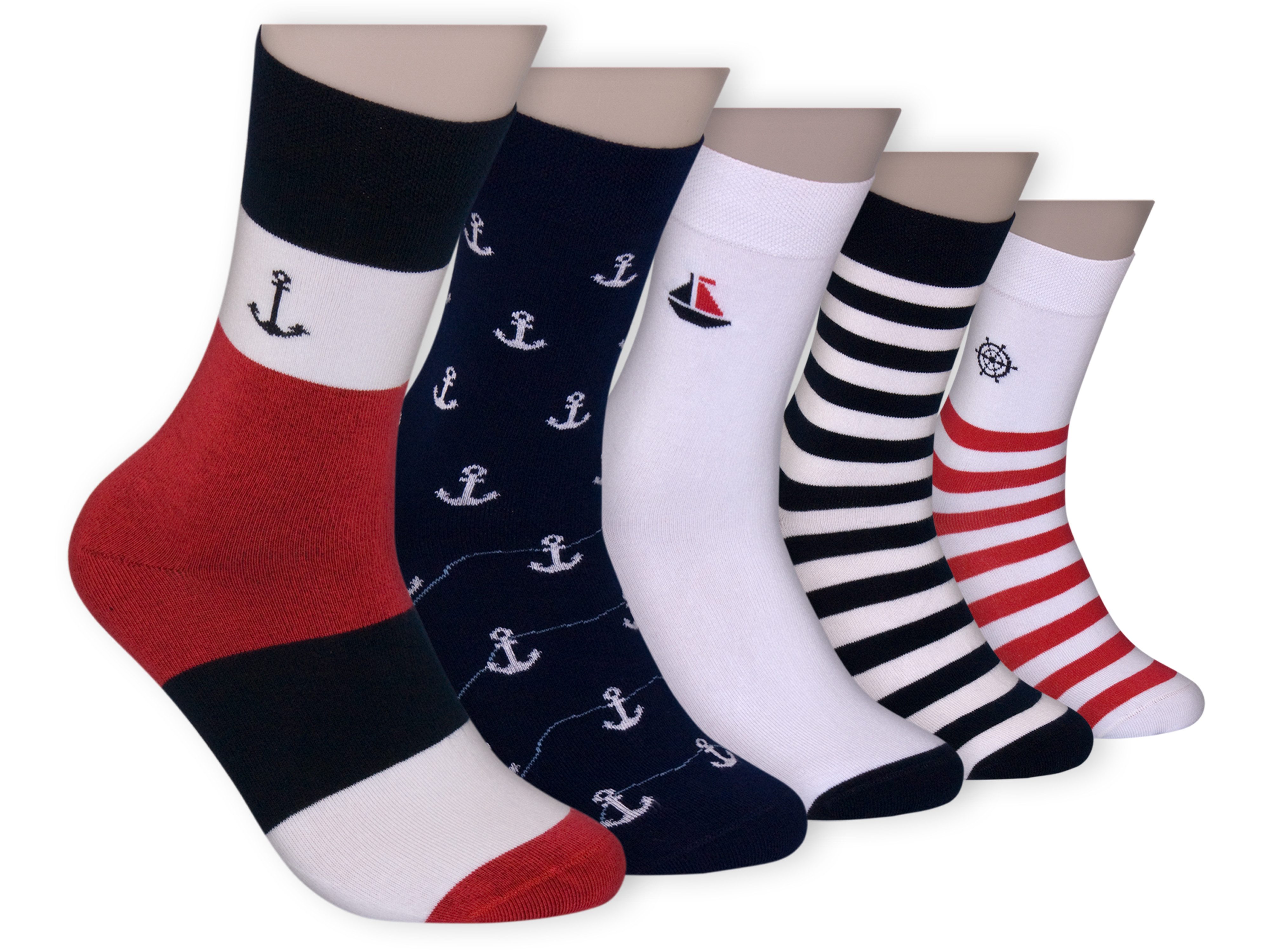 Die Sockenbude Basicsocken MARITIM (Bund, 5-Paar, blau grau weiß) Baumwolle mit Elasthan