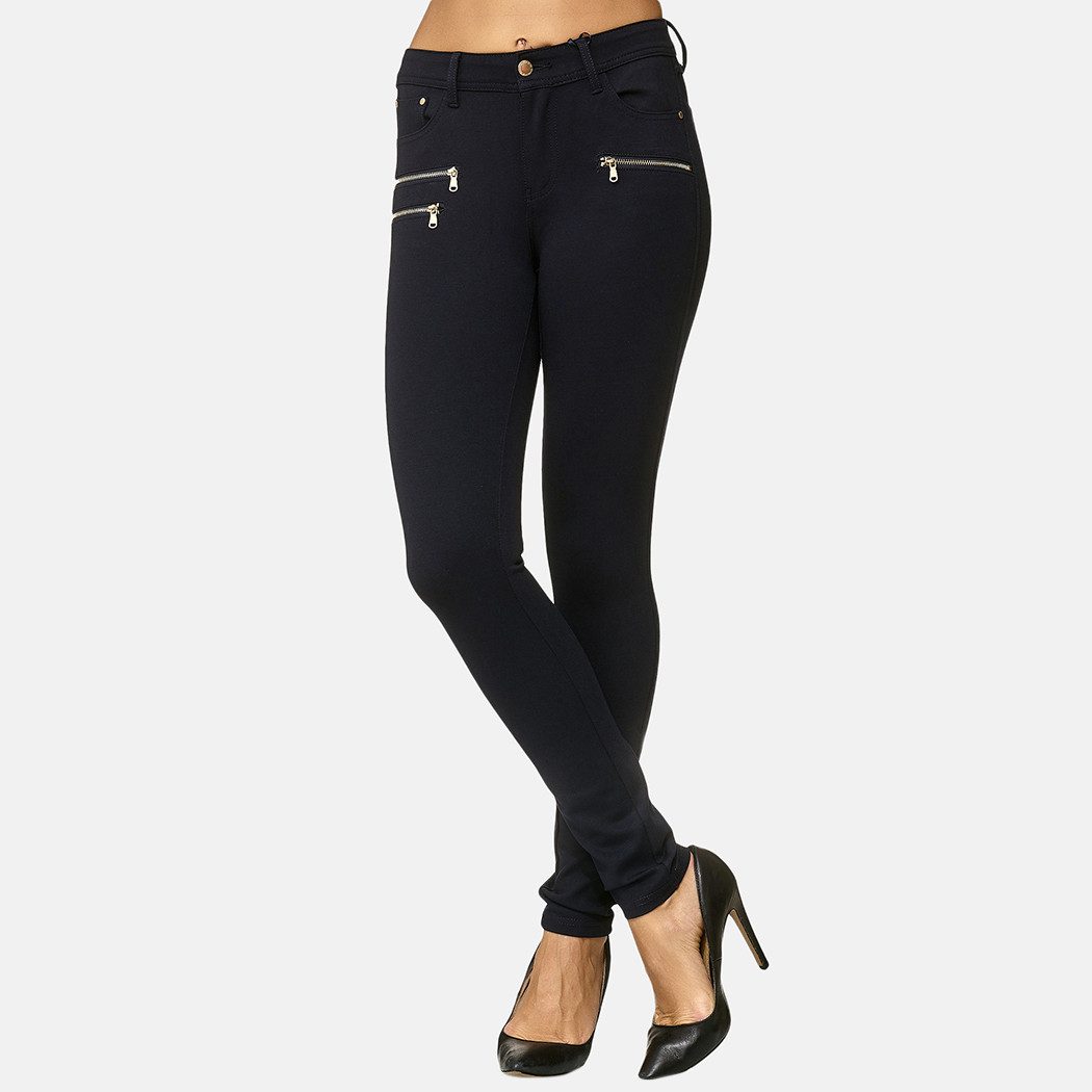 Elara Jeggings Damen Skinny Hose mit Zierreißverschlüssen und schmalem Bein