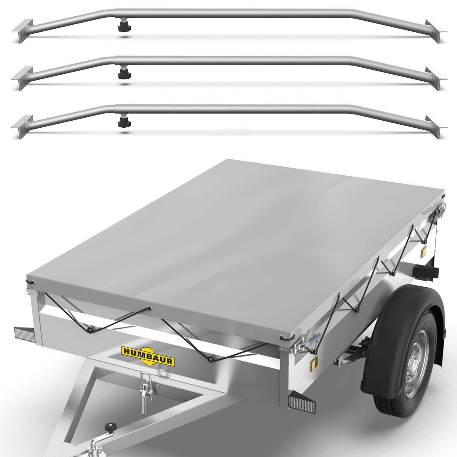 Tarpofix® Schutzplane Tarpofix Anhängerplane 211x116 cm wasserdicht PVC Abdeckplane, Graue Plane mit 3 Planenbügel, 211x116 cm