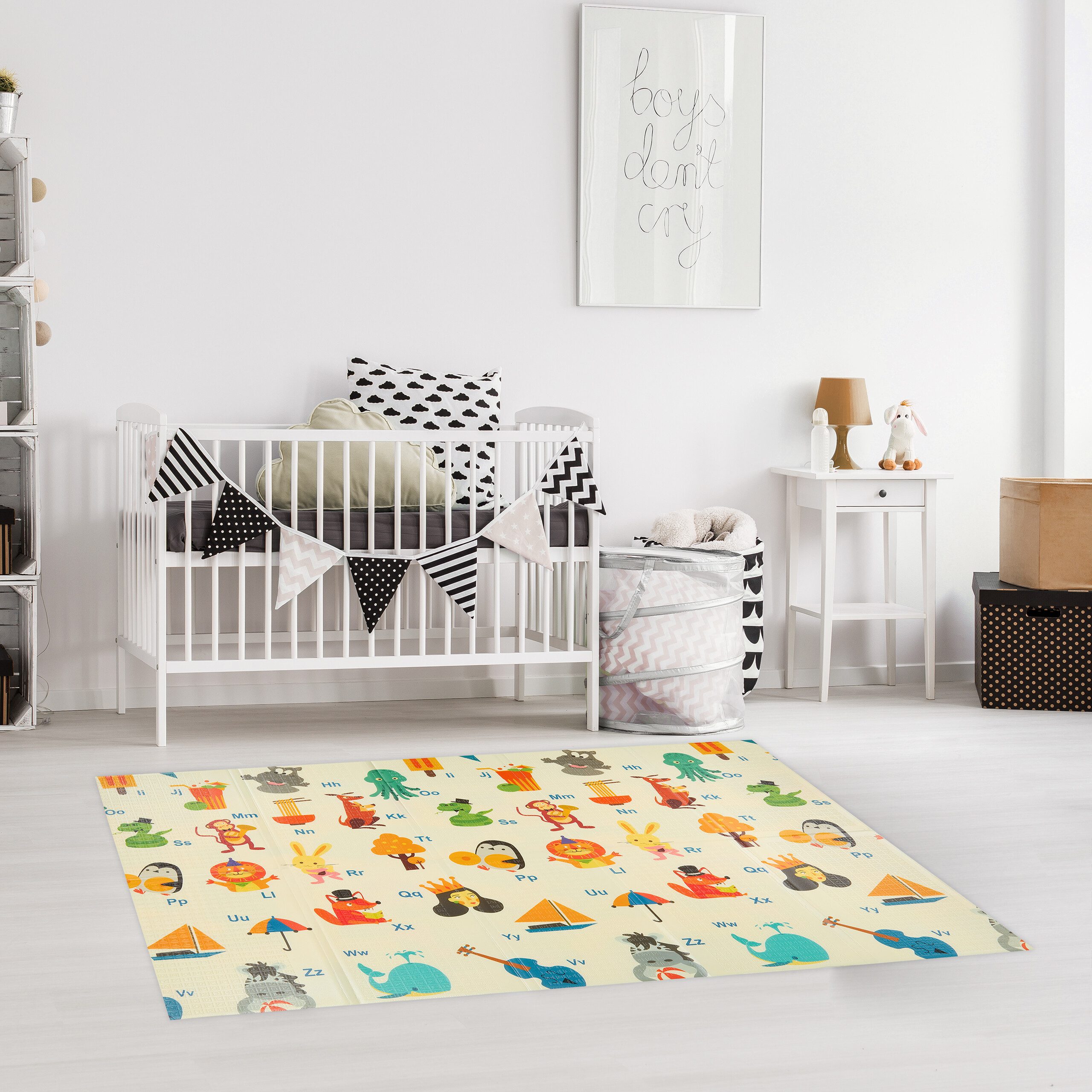 relaxdays Spielmatte Faltbare Spielmatte Tiere, Straße, ABC
