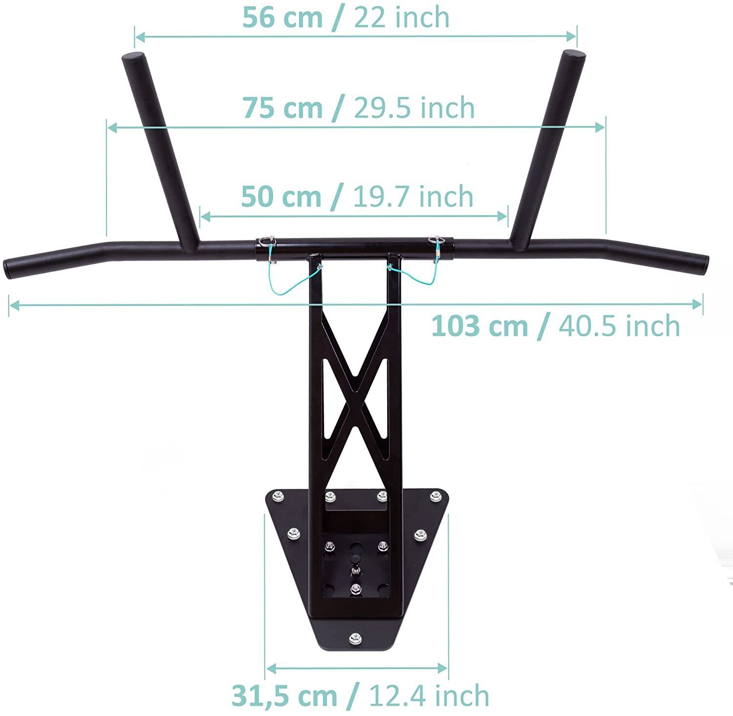 Pullup & Dip Klimmzugstange PULLUP & DIP Premium Klimmzugstange und Dip Stange (1-tlg., 2 x Multi Stange für Klimmzüge und Dips, Spanngurt 2,5 m)