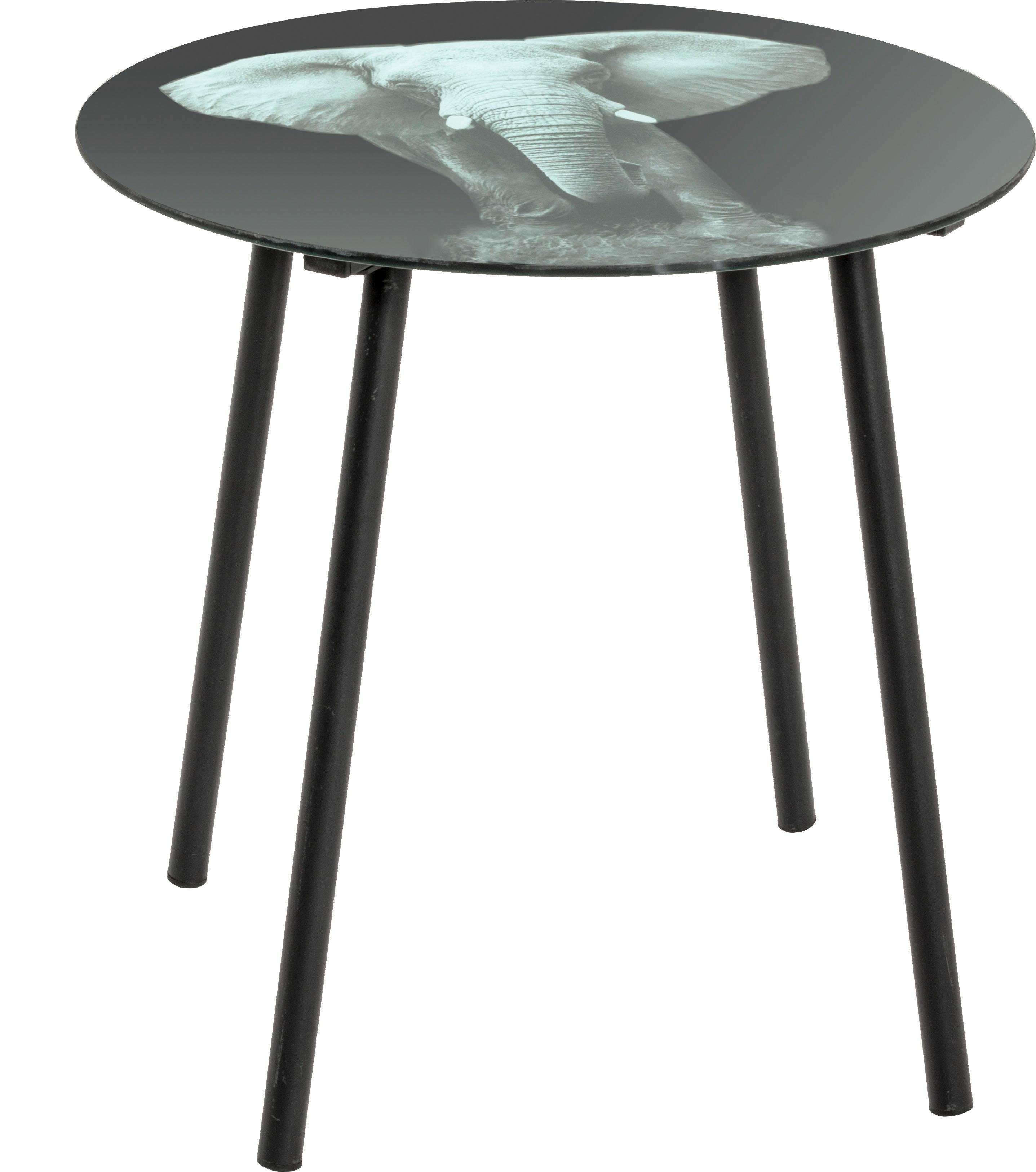 HAKU Beistelltisch, Tischplatte aus Sicherheitsglas mit Motivdruck