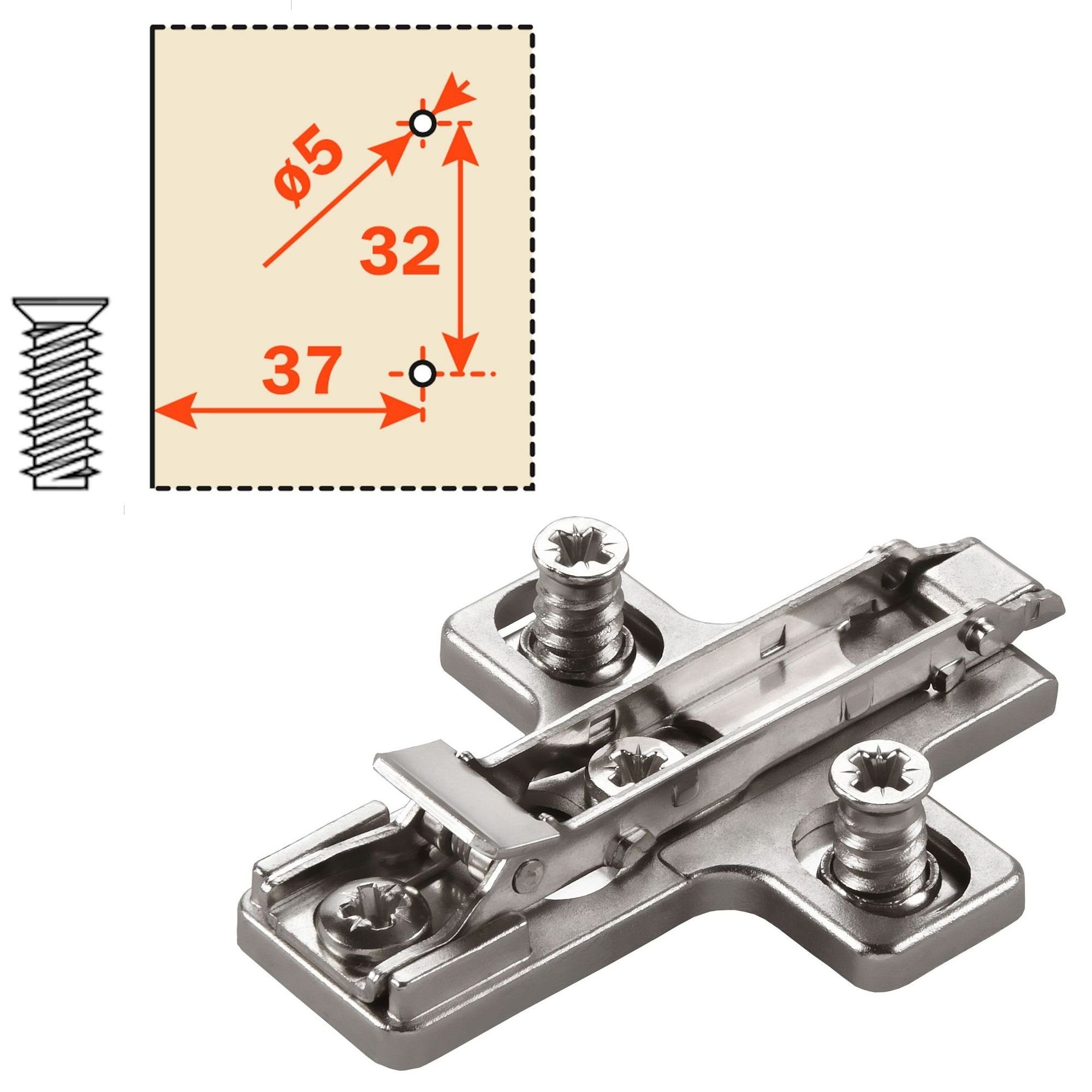 Salice Möbelbeschlag 2 x Salice Topfband S700 110° Bohrbild T45 Nickel matt MPL E (2 St)