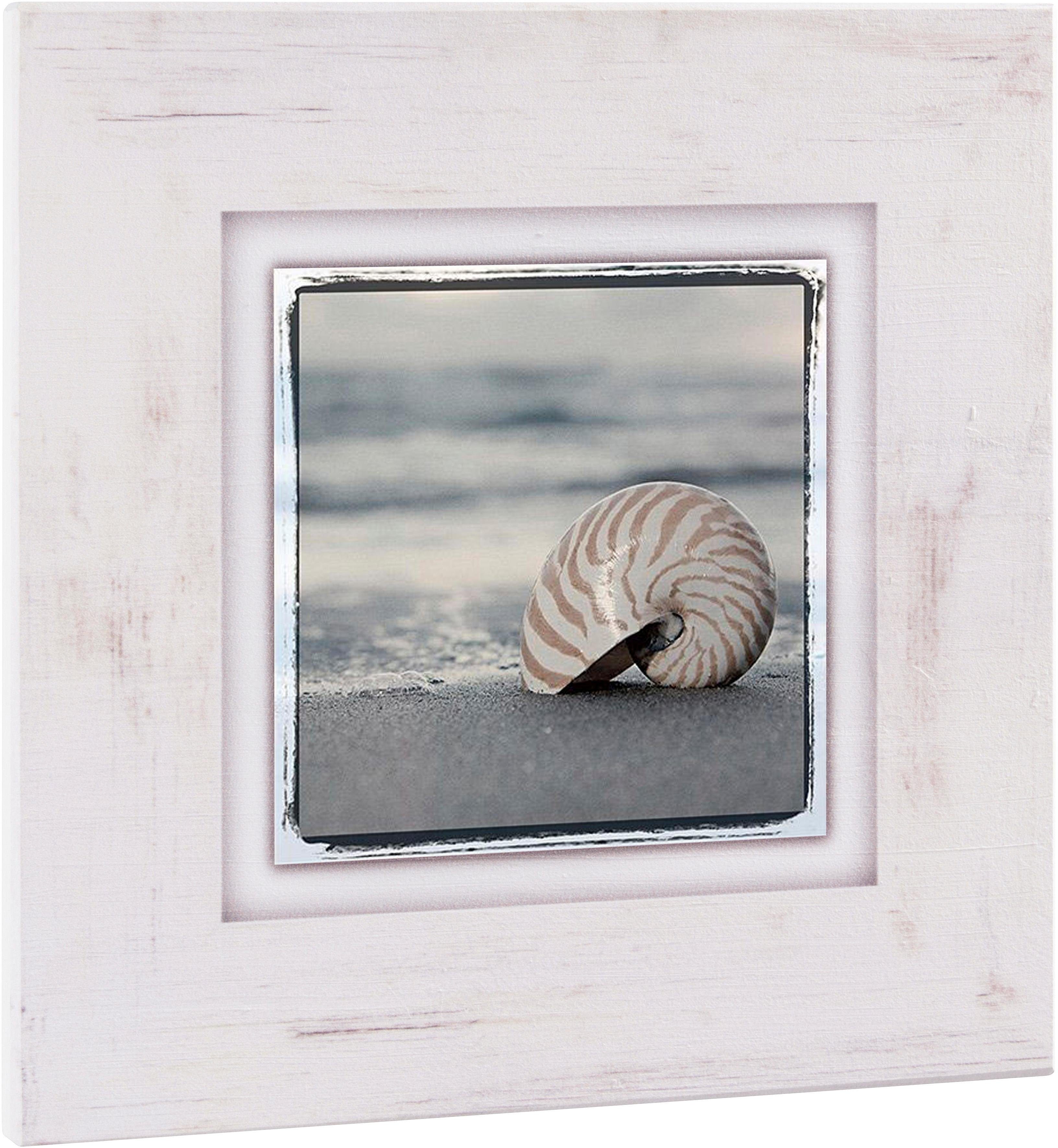 Home affaire Holzbild »Schneckenhaus auf Sand«, 40/40 cm-Otto