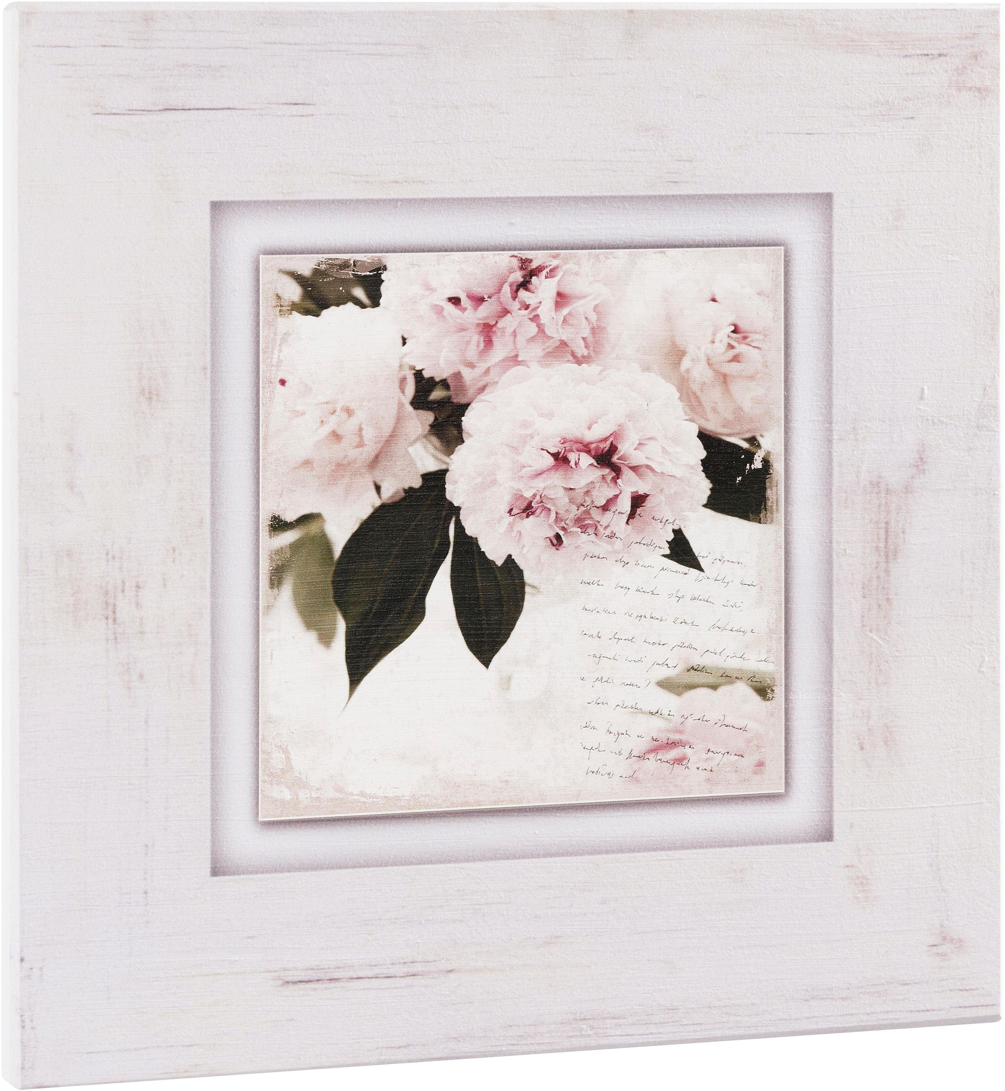 Home affaire Holzbild »Rosa Blumen«, 40/40 cm-Otto