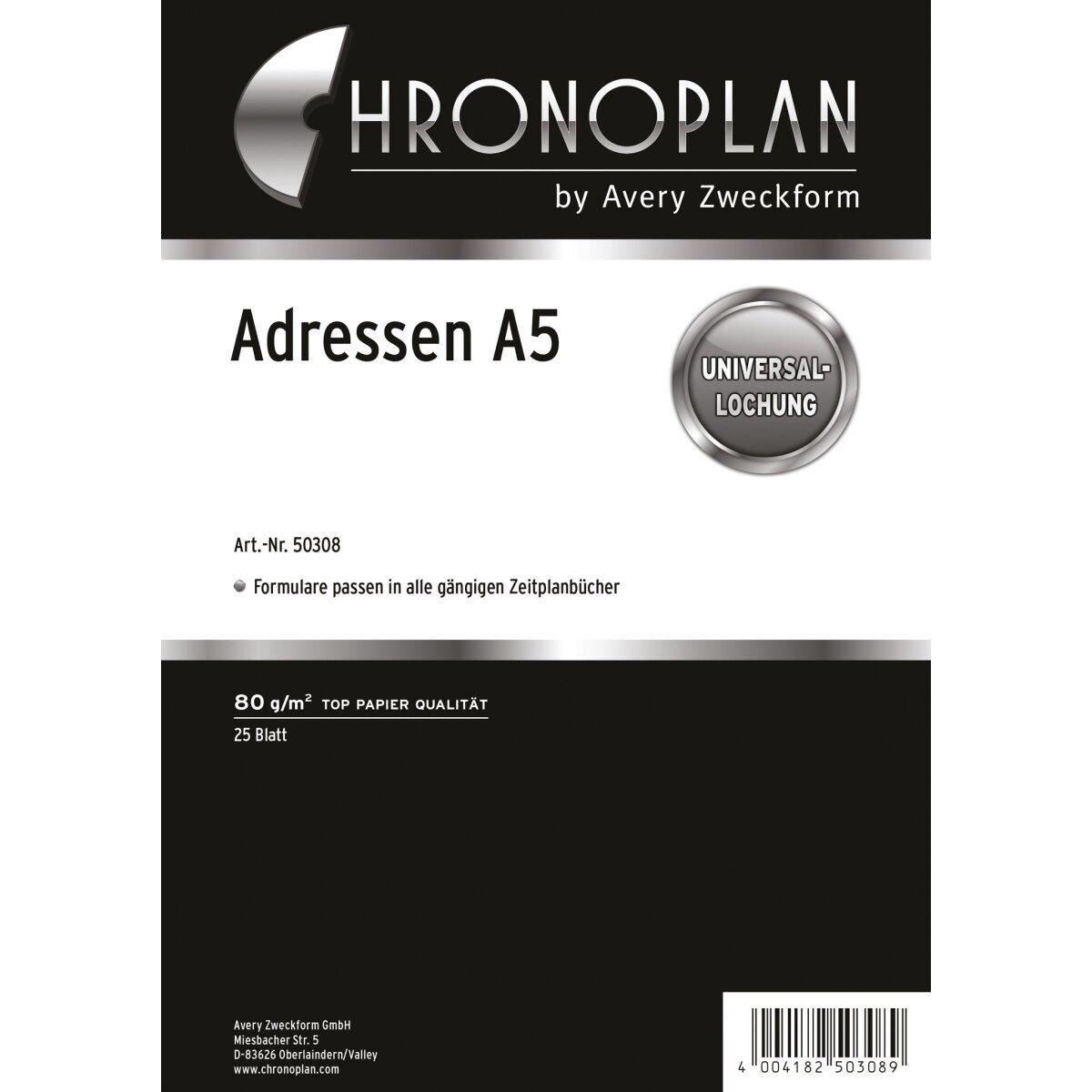 CHRONOPLAN Terminplaner Formblätter Adressen A5