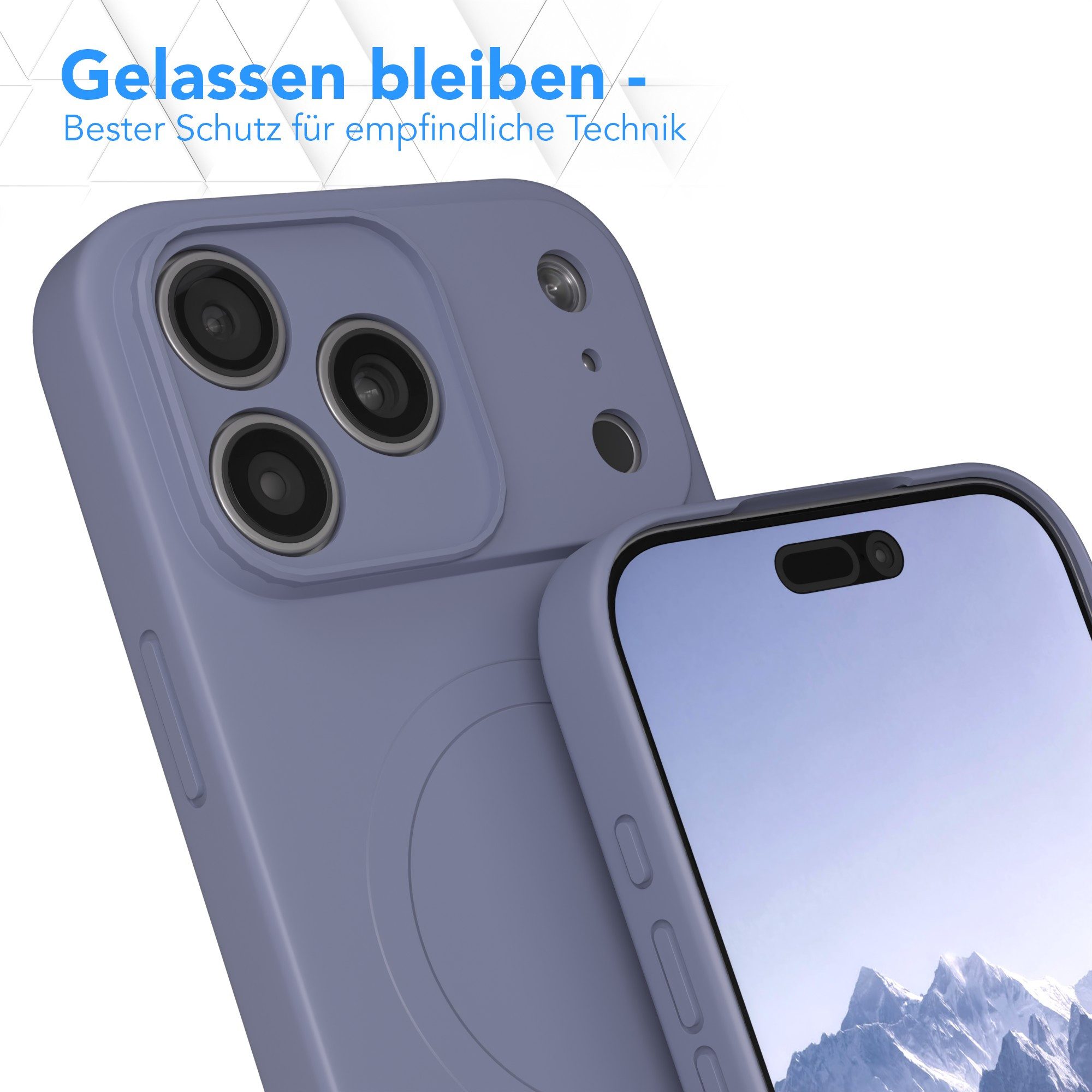 EAZY CASE Handyhülle für Apple iPhone 17 Pro Max Hülle Silikon 6,9 Zoll, Backcover MagSafe rutschfestes Soft-Touch Silikon matt Stahlblau – Bild 4 von 5