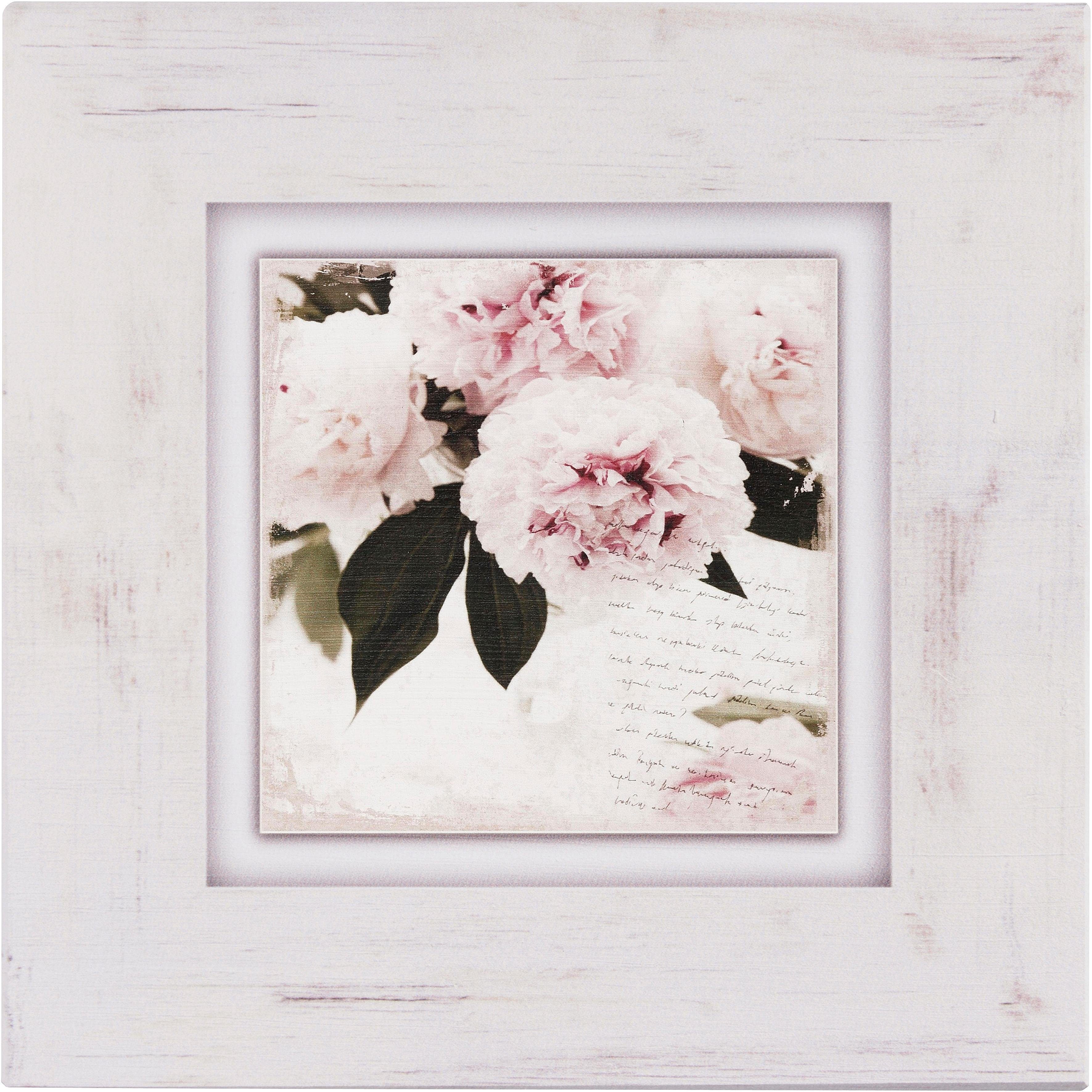 Home affaire Holzbild »Rosa Blumen«, 40/40 cm-HomeTrends