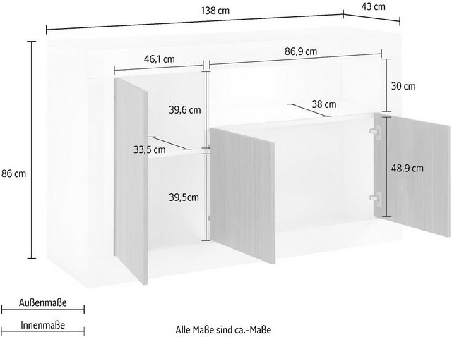 LC Sideboard »Urbino«, Breite 138 cm-Otto