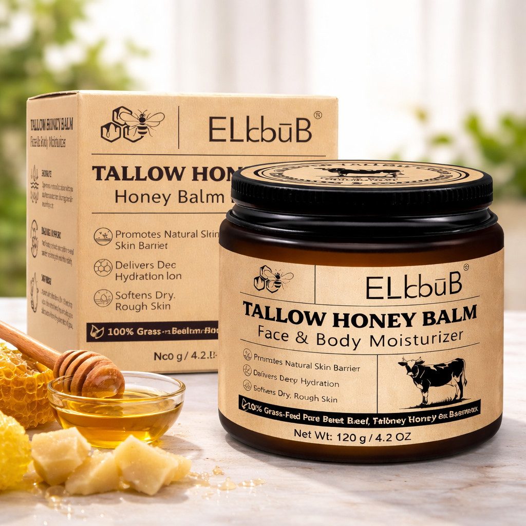 NEXGEN LUXUS SCHÖNHEIT & HAUTPFLEGE Körpercreme Hautpflege Rindertalg Honig Beef Tallow Creme Gesicht Balsam 120 g Packung, 1-tlg., Aufgeschlagene Honigcreme Langanhaltende Feuchtigkeit Pflege