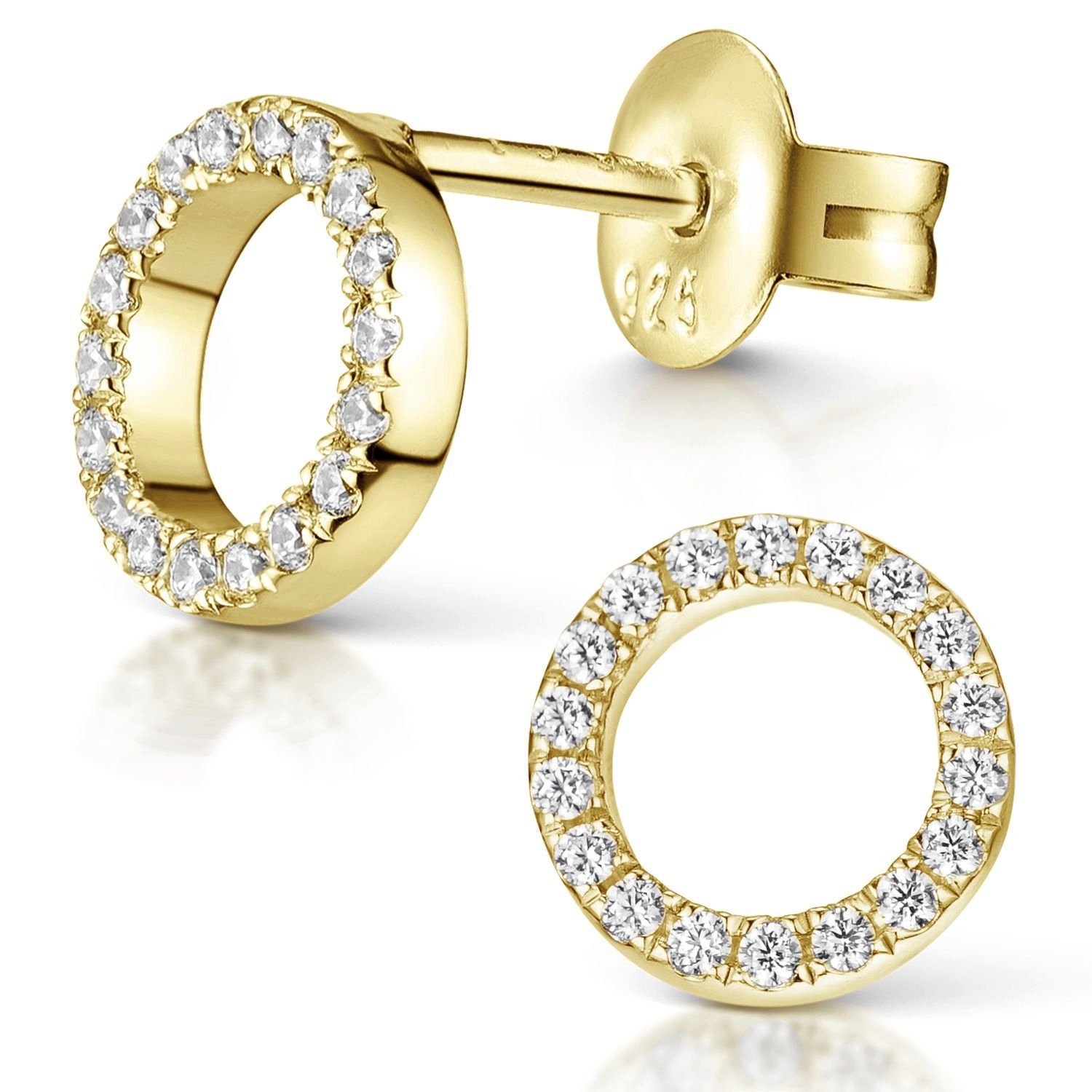 Materia Paar Ohrstecker Kreis Gold mit Zirkonia 8mm SO-439, aus 925 Sterlin günstig online kaufen