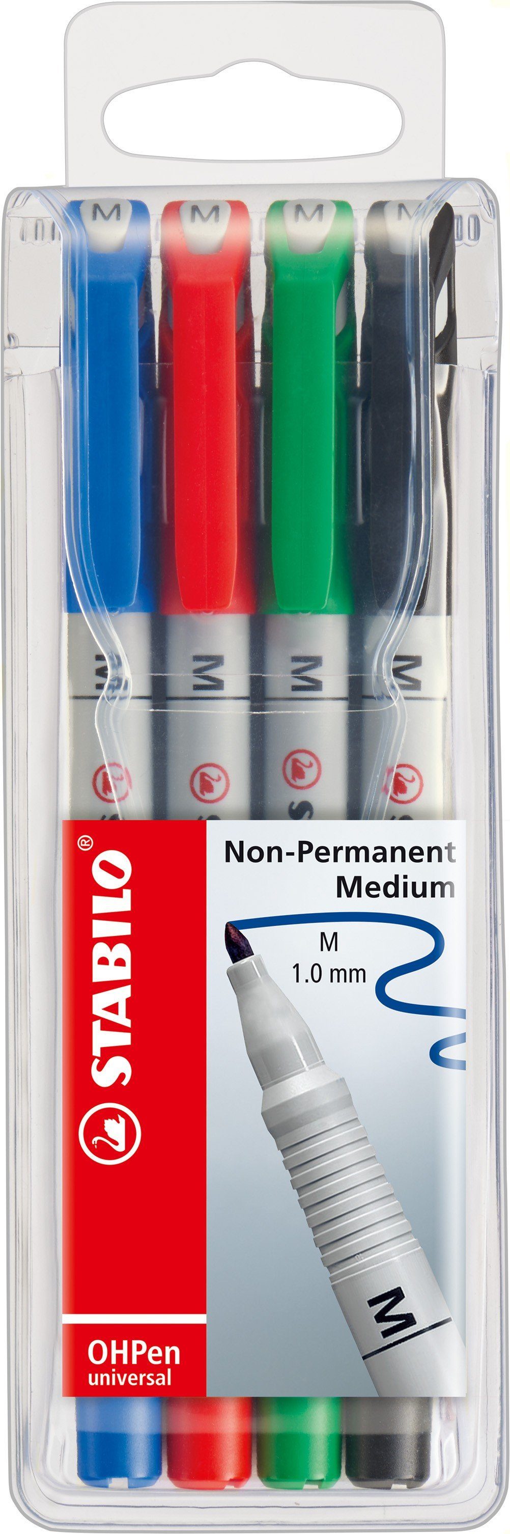 STABILO Fineliner STABILO Folienstift OHPen universal wasserlöslich M 4er Set
