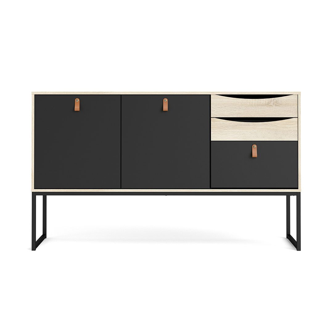ebuy24 Sideboard Sady Sideboard 2 Türen, 3 Schubladen matt schwarz