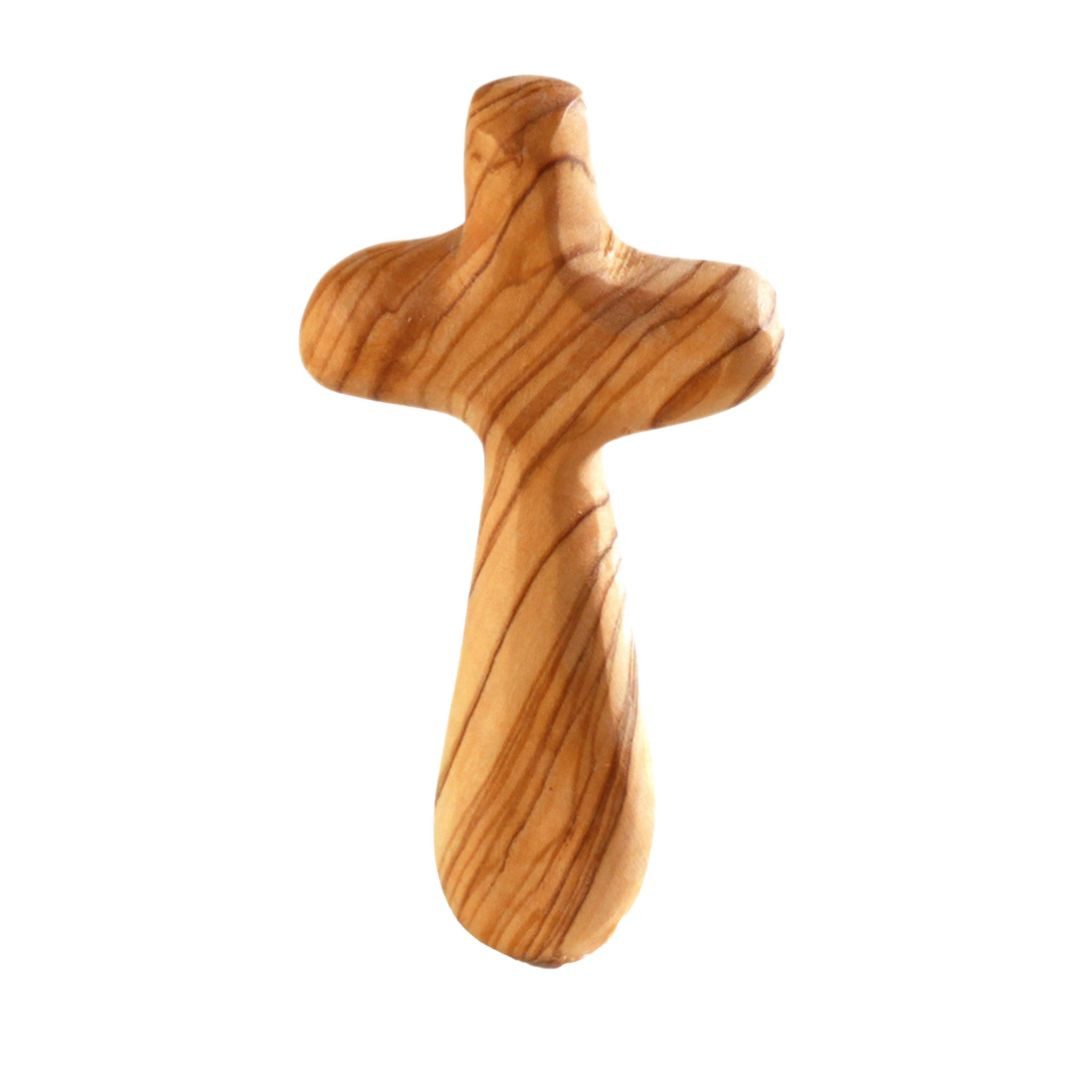 Kassis Geschenkartikel Dekofigur Olivenholz Kreuz Handschmeichler Geschenk zu mehreren Anlässen, Hergestellt in Bethlehem, Ideales Geschenk zu mehreren Anlässen