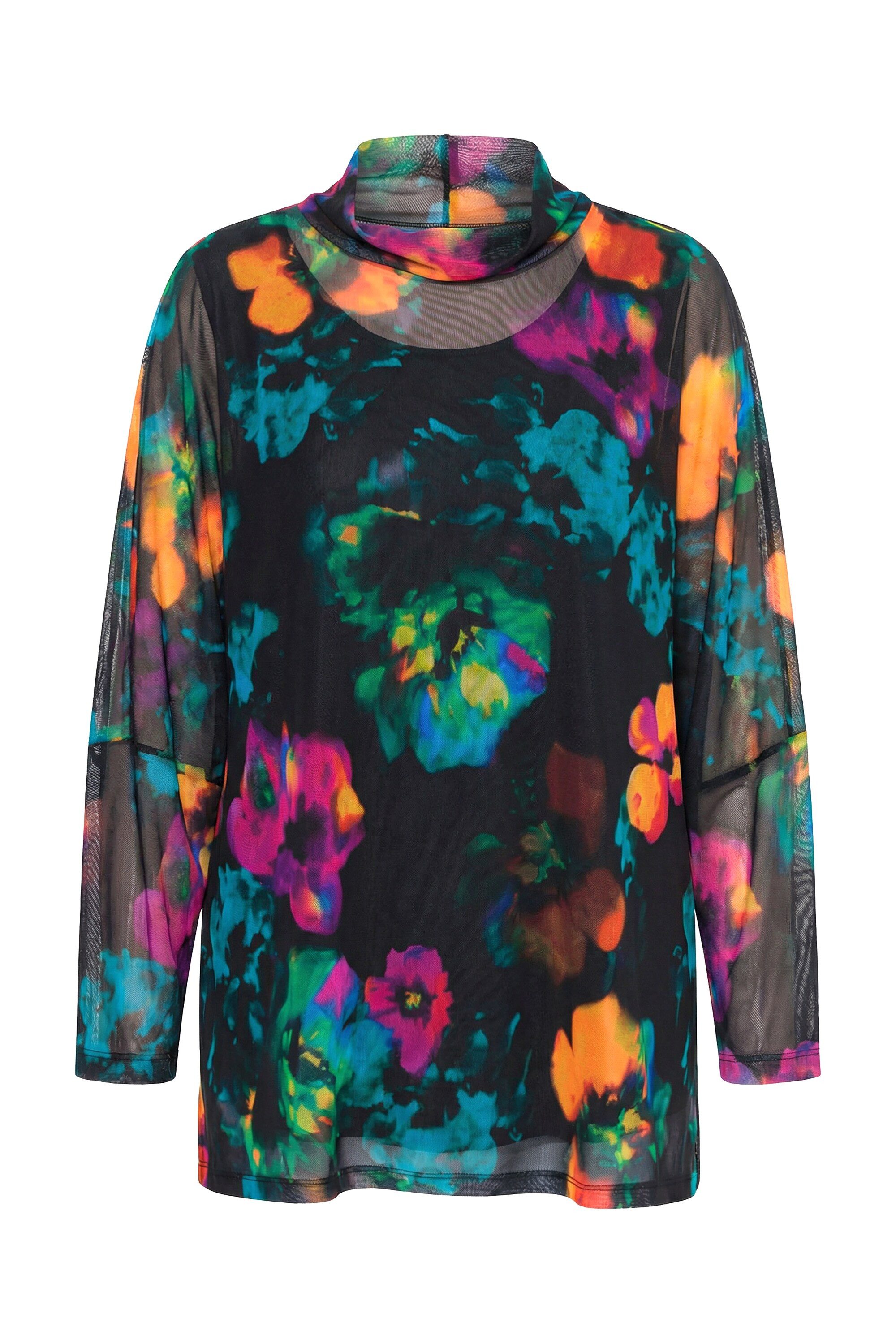 Druckbluse Mesh-Bluse oversized Blüten-Muster