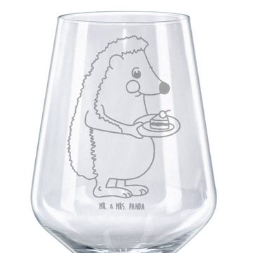 Mr. & Mrs. Panda Rotweinglas Igel Kuchenstück - Transparent - Geschenk, Rotweinglas, Essen Spruch, Premium Glas, Feine Lasergravur