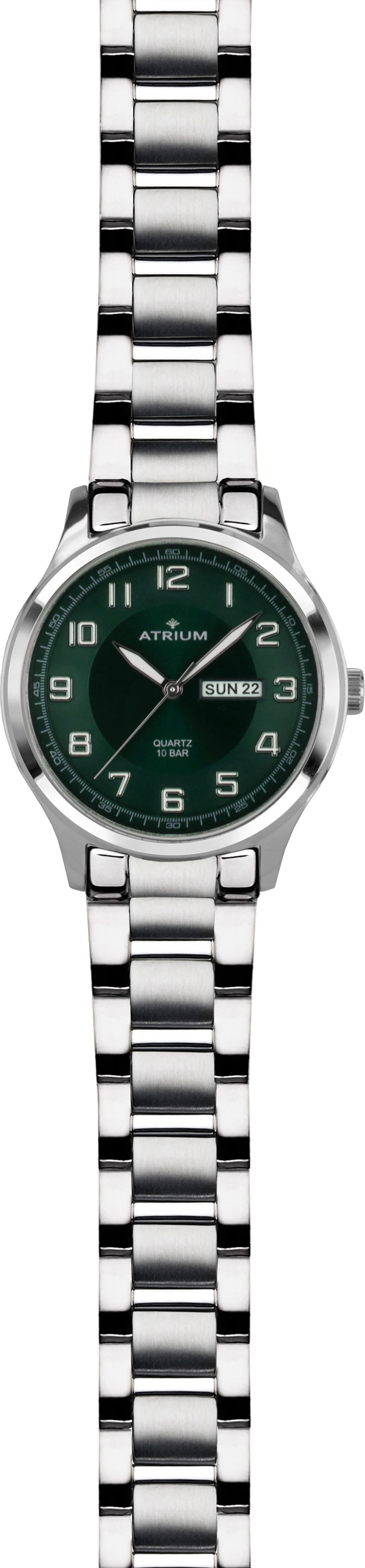 Atrium Quarzuhr A39-36, Armbanduhr, Herrenuhr, Edelstahlarmband, analog, Wochentag, Tag