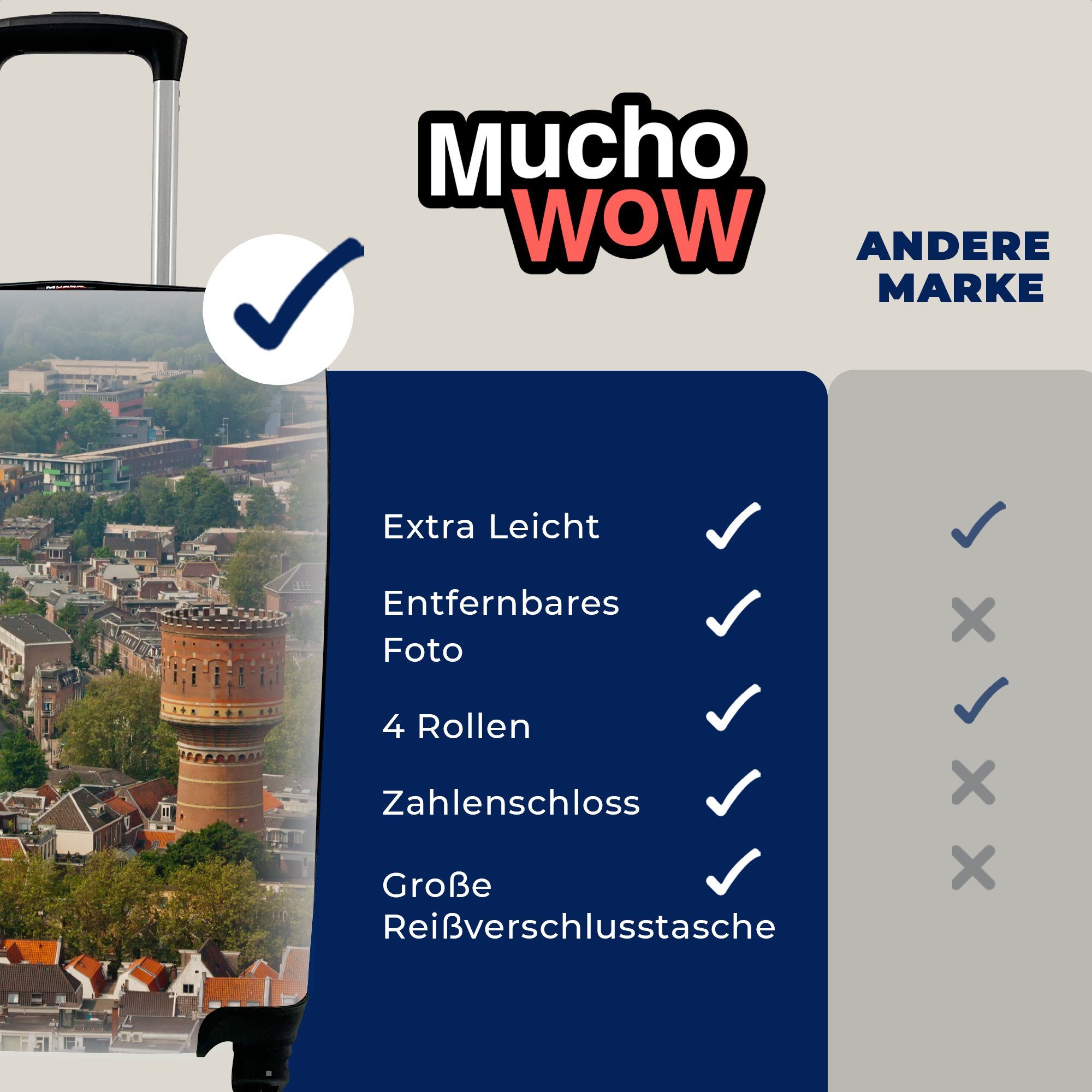 Utrecht Domturm, 4 Reisetasche - für rollen, - Ferien, Reisekoffer Rollen, MuchoWow Trolley, Handgepäckkoffer mit Handgepäck Skyline