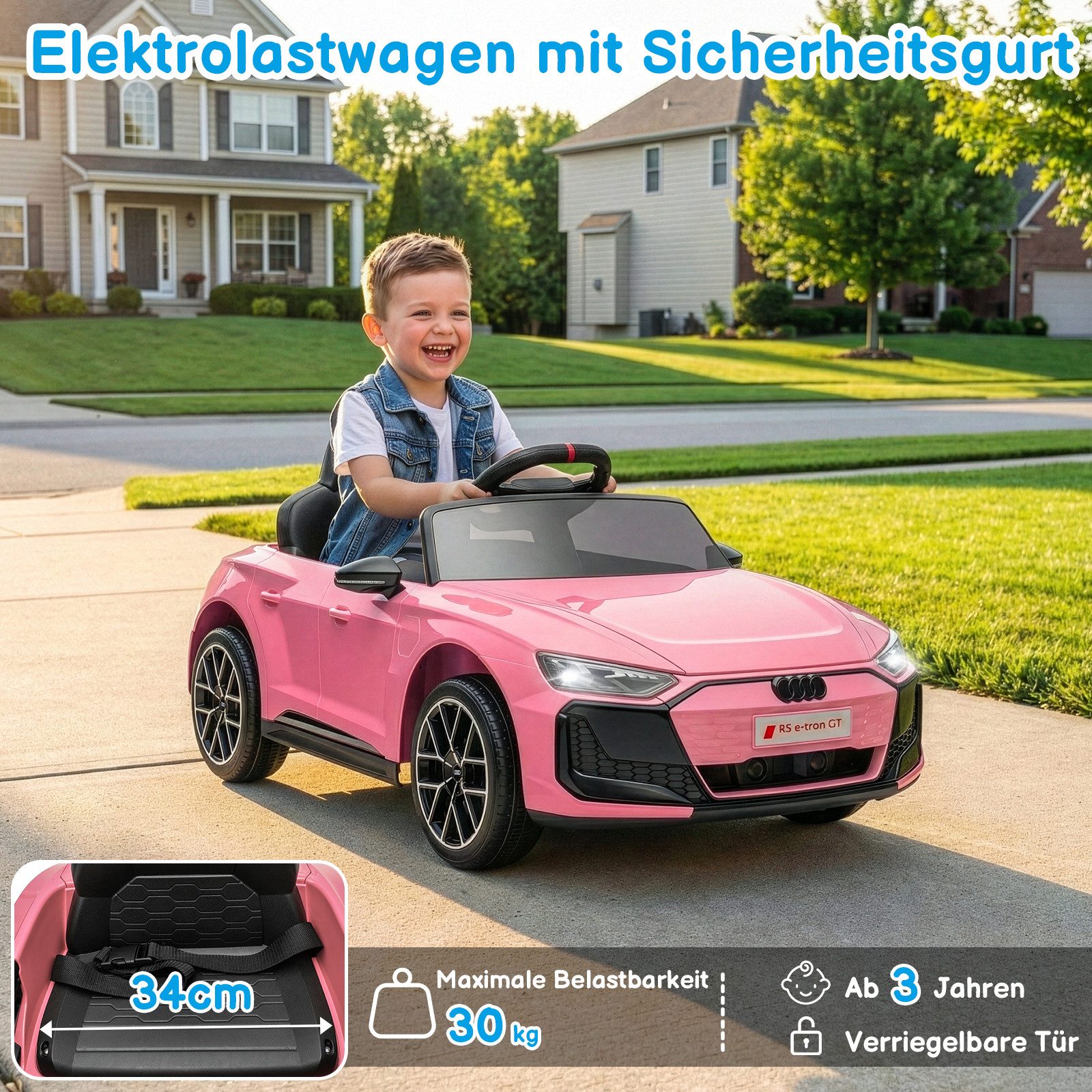LALAHO Elektro-Kinderauto Elektro-Kinderauto Elektroauto Audi RS E-Tron GT, Sanfter Start