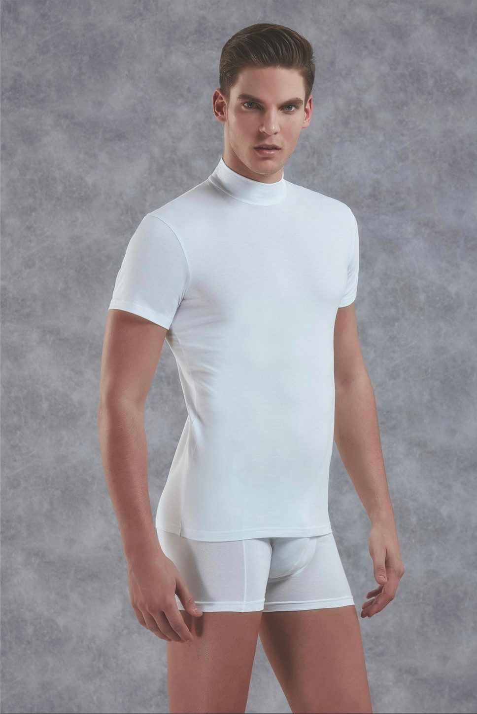 T-Shirt Herren Slim Fit T-Shirt mit Stehkragen 2730