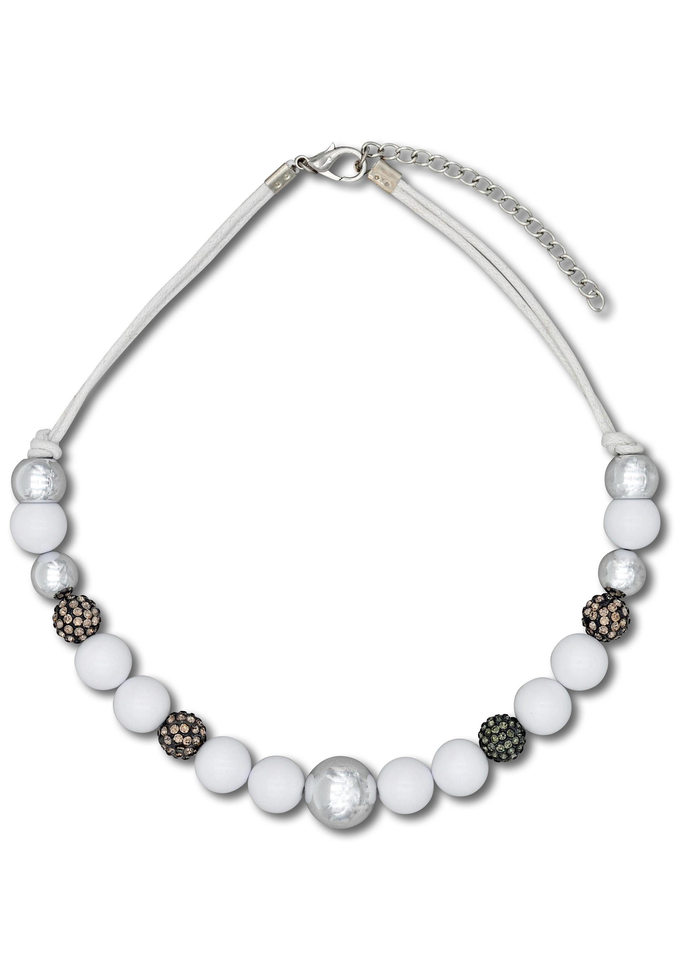 Damen Schmuck J.Jayz Kette ohne Anhänger im verschiedenen Perlen-Design aneinander gereiht, mit Glassteinen und Kunststoffperlen