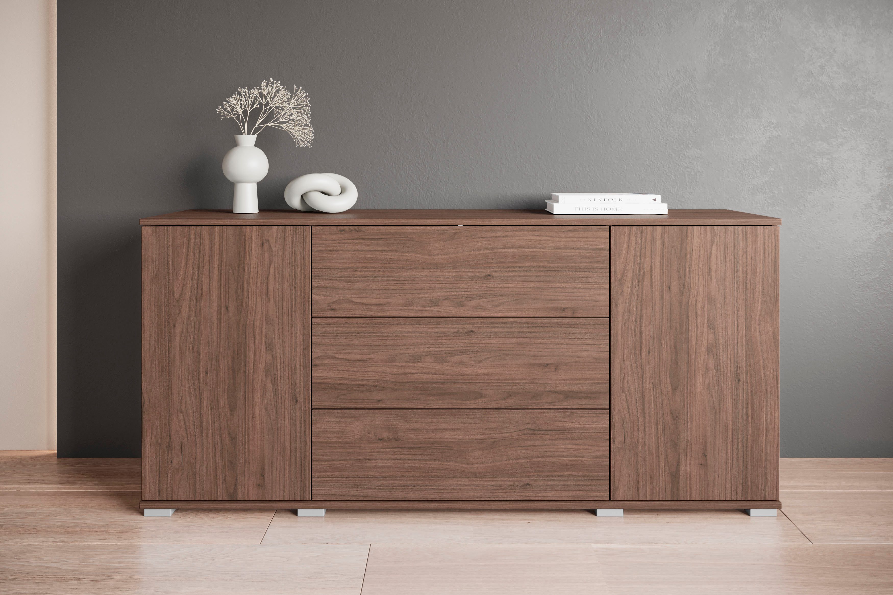 OTTO home Sideboard Kenia, Kommode für das Schlafzimmer/Wohnzimmer (1 St), Modernes Sideboard mit 3 Schubladen und 4 Fächern, Breite 150 cm