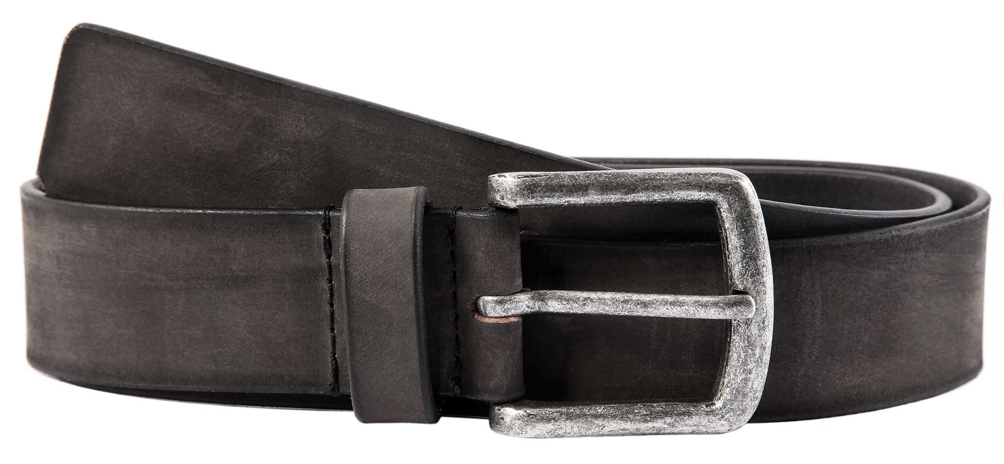 Leonardo Verrelli Ledergürtel hochwertiges Echt Leder, dunkelgrau, 90 cm - 140 cm (Bundweite)