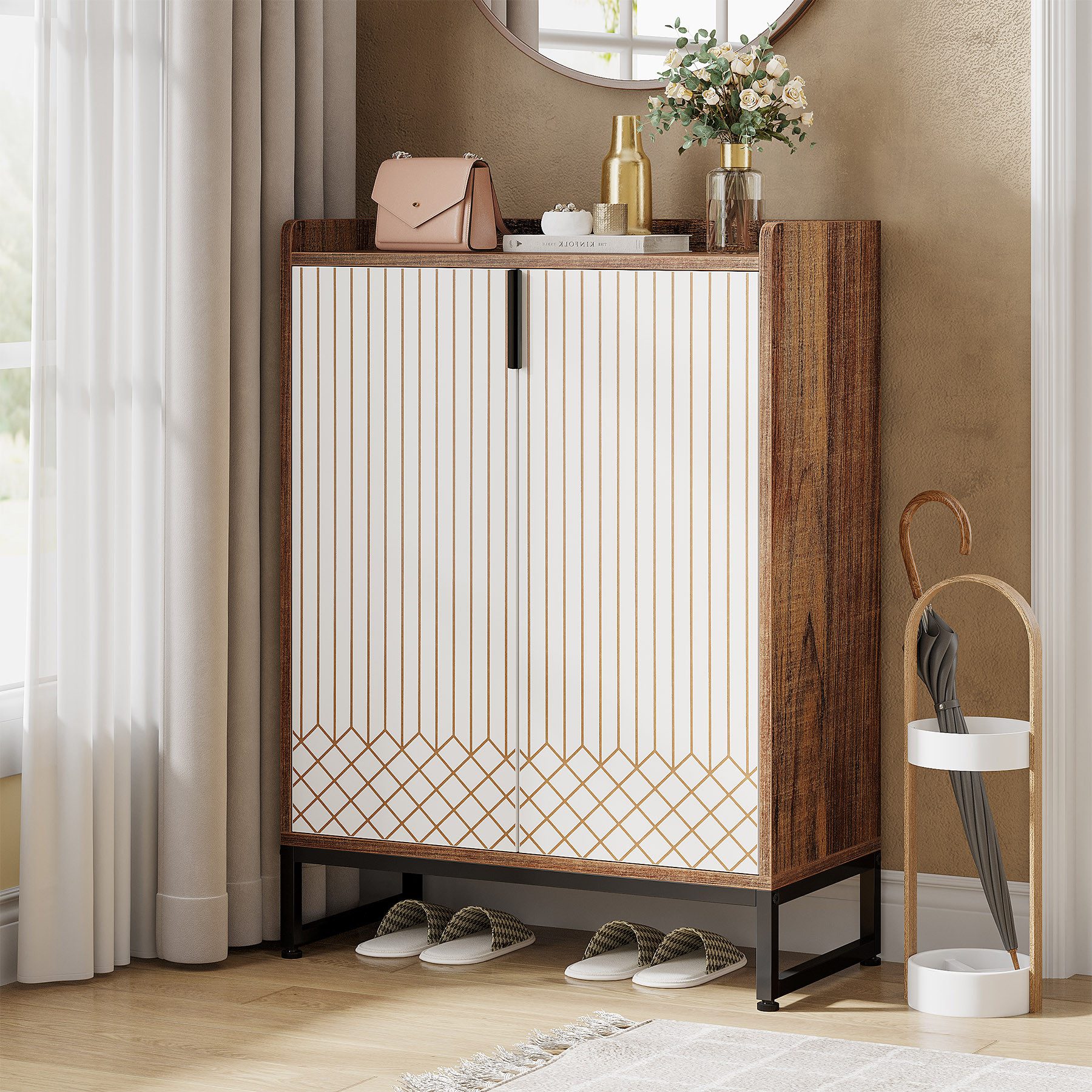 Tribesigns Schuhschrank Schuhschrank mit 2 Türen, Schuhregal Schuhkommode f günstig online kaufen