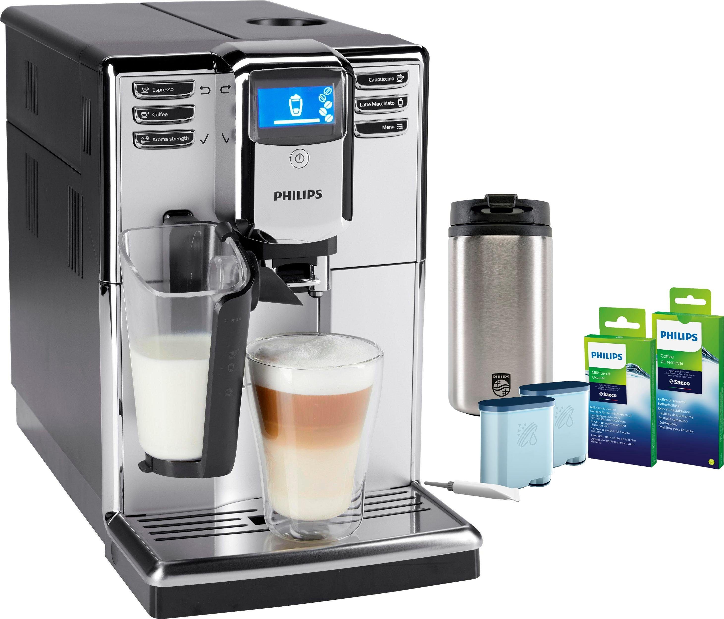 Philips Kaffeevollautomat 5000 Serie EP5333/10, Latte Go, silber, inkl. Gratis Thermobecher und