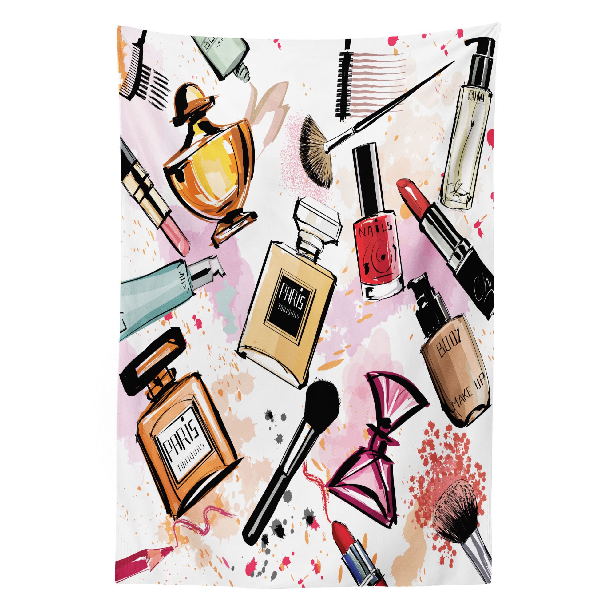 Abakuhaus Wandteppich aus Weiches Mikrofaser Stoff Für das Wohn und Schlafzimmer, rechteckig, Mode Kosmetik Make up Theme