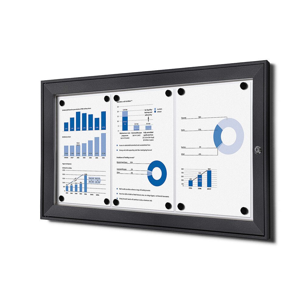 Hängevitrine für Innen und Außen SCS - 3x DIN A4 - Aluminium - RAL7016 - Anthrazit