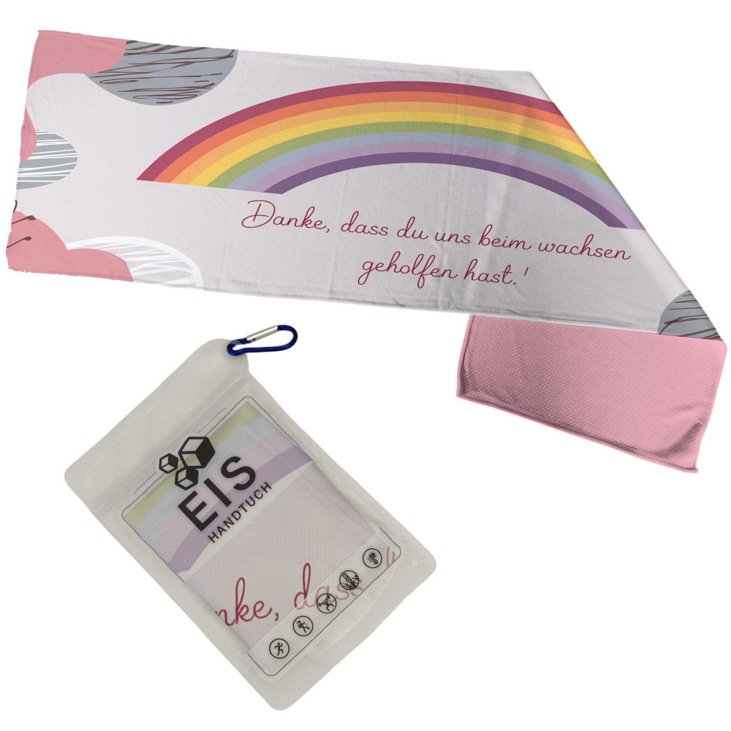 Sporthandtuch Danke für die schöne Zeit Regenbogen Eishandtuch für Erzieher