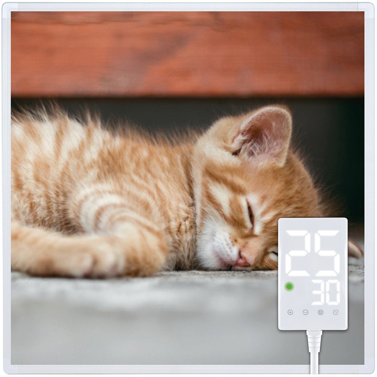 Heidenfeld Infrarotheizung HF-HP105 Katze Elektroheizung inkl. Thermostat, Fenster-Auf-Erkennung, Infrarotheizung, Infrarot Wand Bild, Heizkörper, Infrarot Heizung