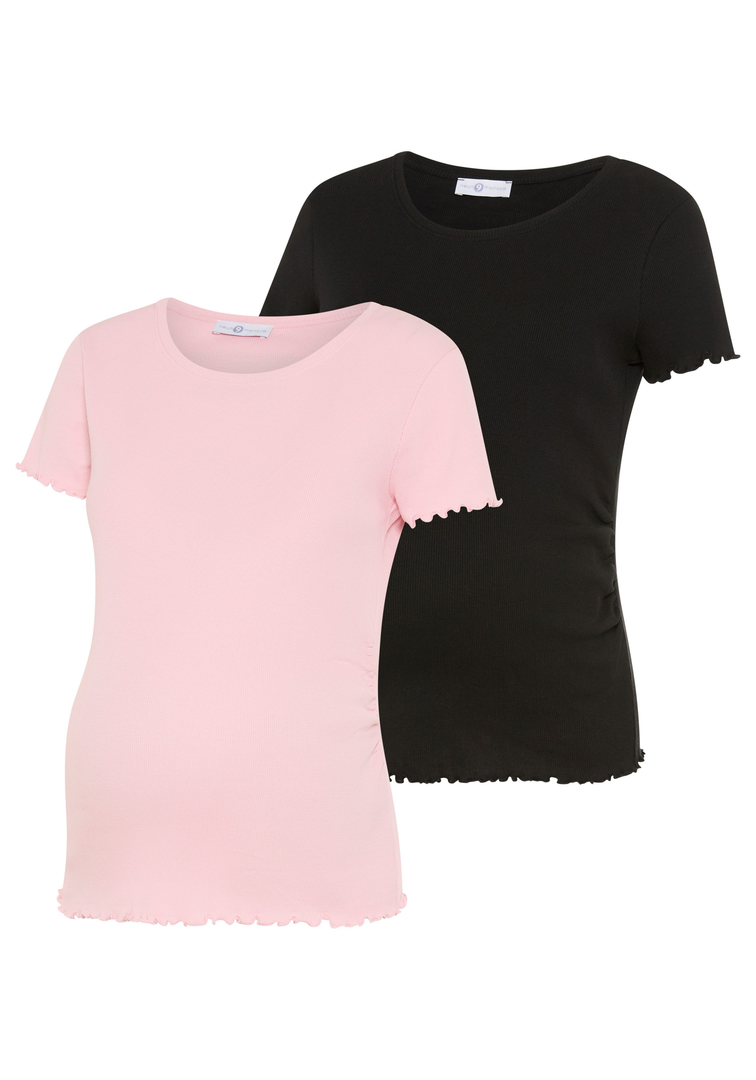 Neun Monate Umstandsshirt 2er Pack Schwangerschafts-Shirts (Packung, 2-tlg., 2) T-Shirts für Schwangerschaft und danach