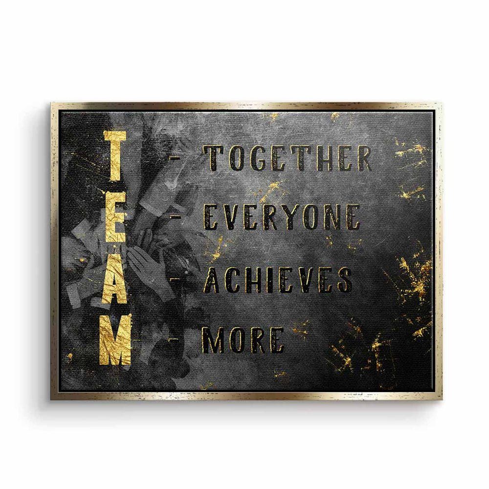 DOTCOMCANVAS® Leinwandbild, Leinwandbild weißer together definition zusammen more Team achieves everyone Rahmen